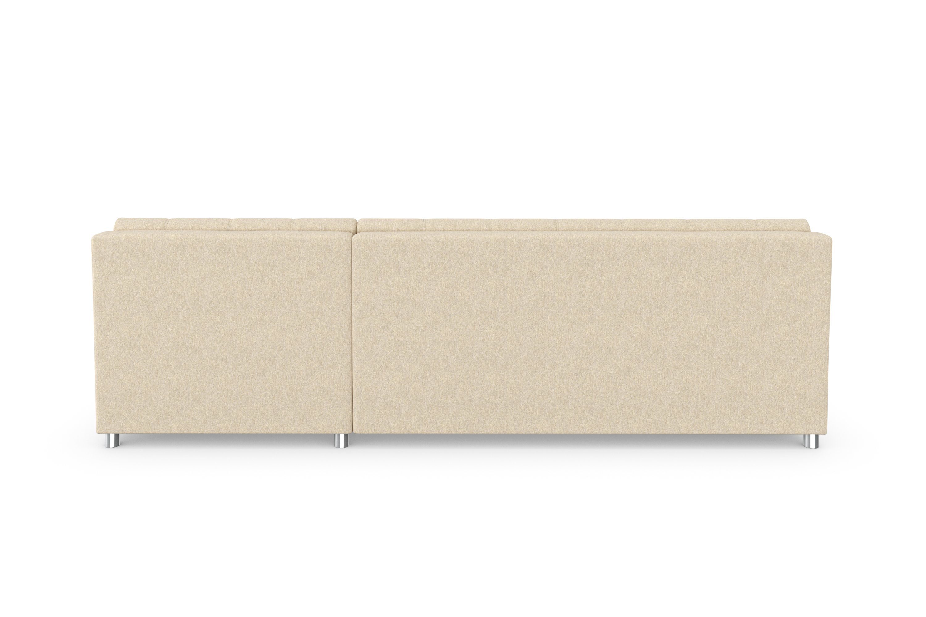 DOMO collection Hoekbank Treviso veel bekledingen, ook in cord, L-vorm, B/D/H: 267/80/83 cm optioneel met slaapbank functie, incl. sierkussens, hoogwaardig doorgestikt patroon