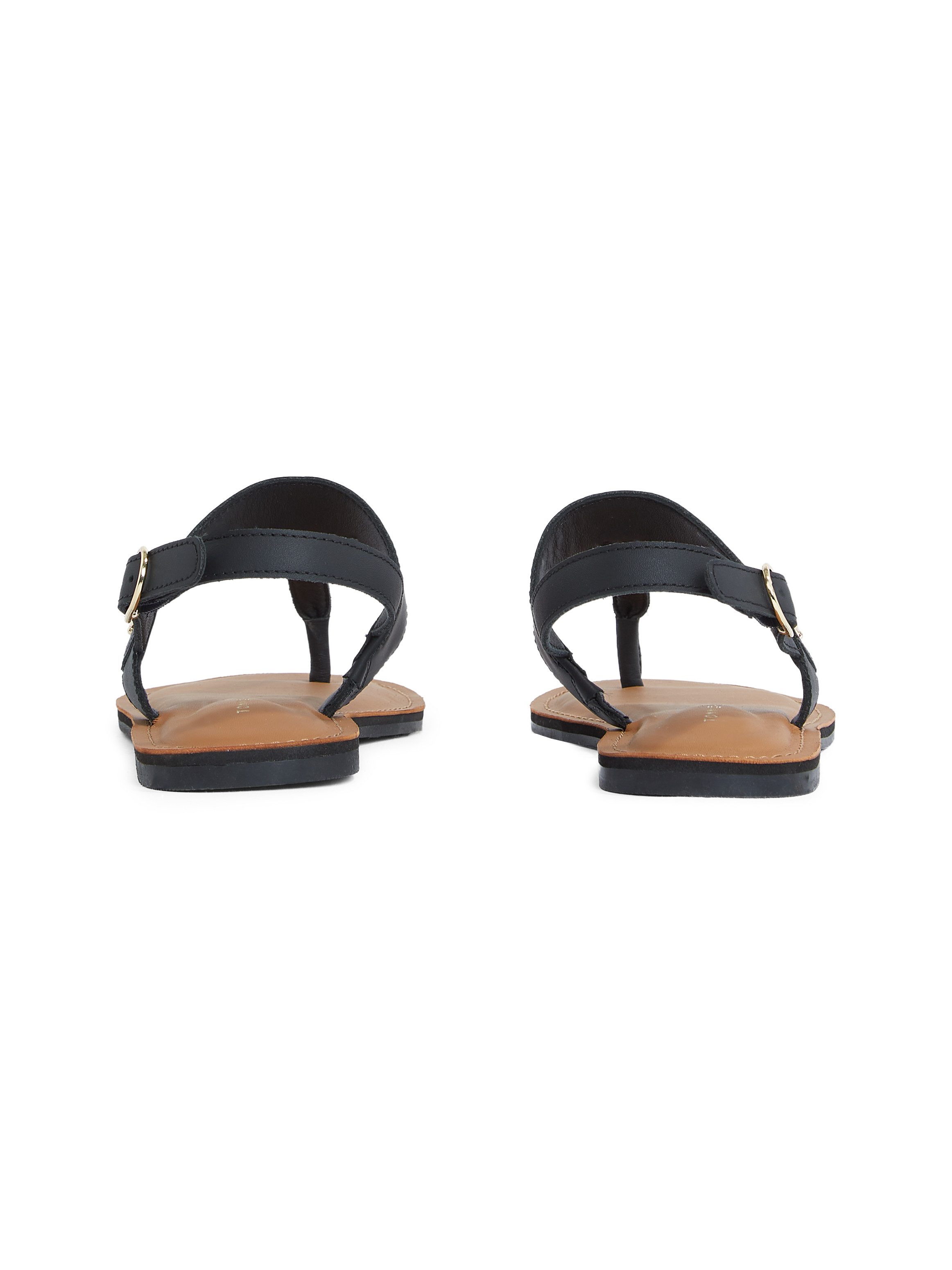 Tommy Hilfiger Sandalen LEATHER THONG SANDAL , sandaal, zomerschoen, flats met teenband