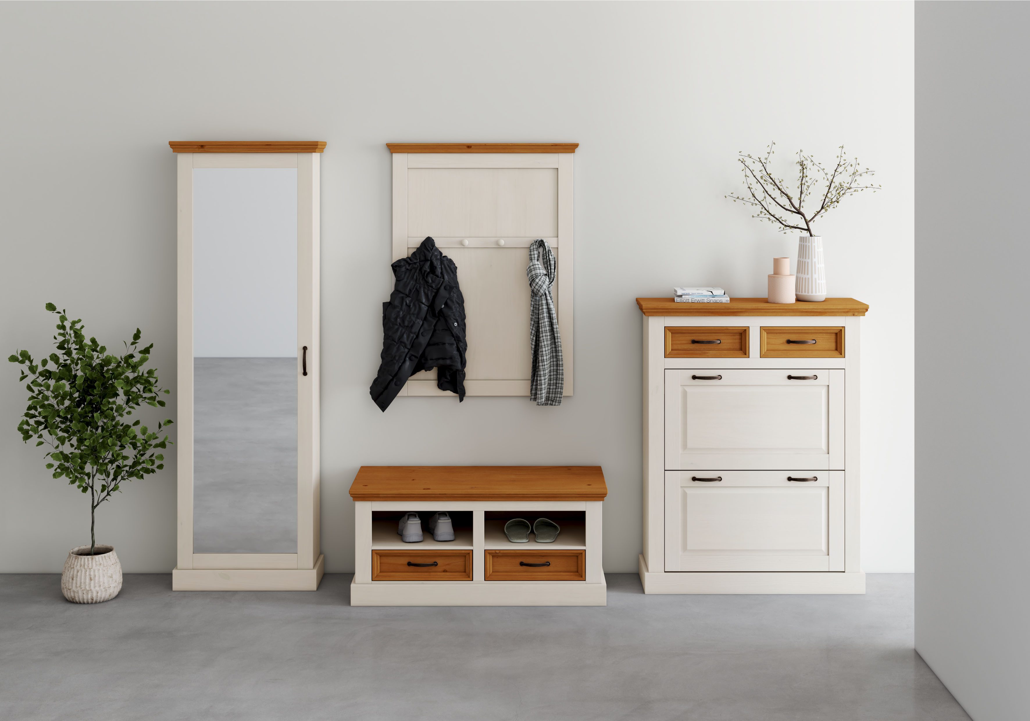Home affaire Schoenenkast Selma met spiegelt deur en 6 schoenrijen, breedte 60 cm, hoogte 180 cm