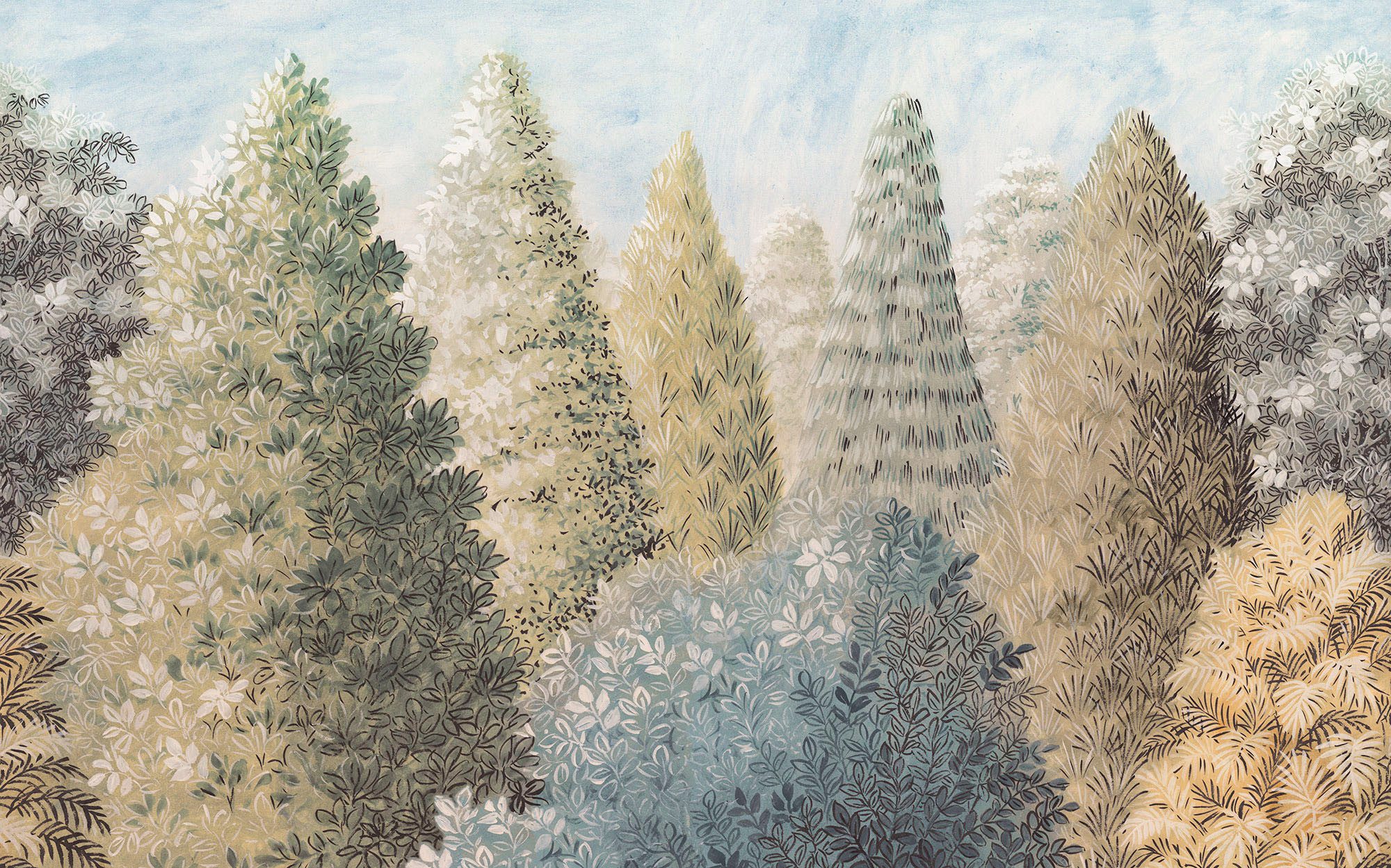 Komar Fotobehang Digitale print vlies - Painted Woods - Afmeting 400 x 250 cm (1 stuk)
