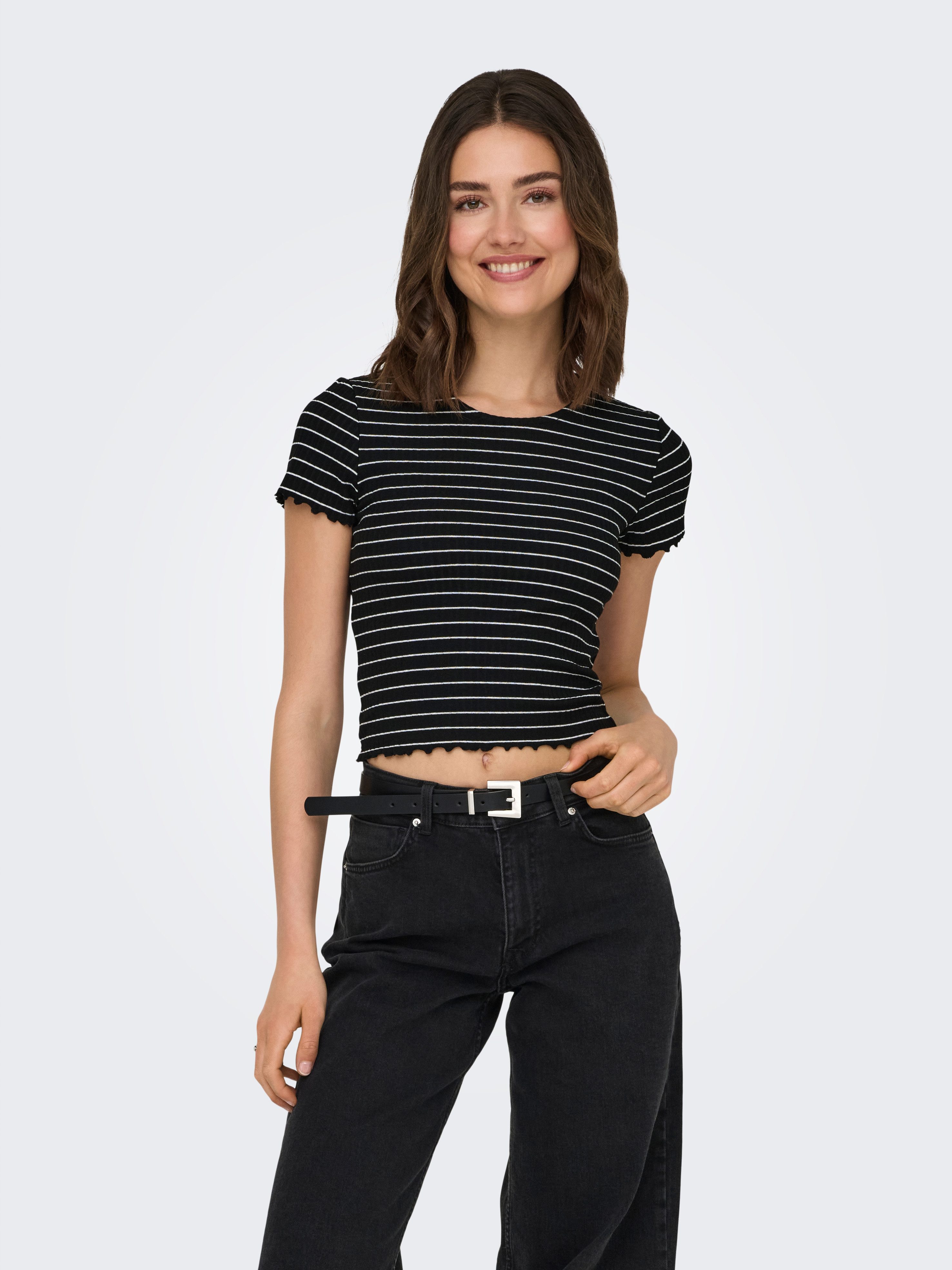 Only Shirt met ronde hals ONLEMMA STRIPE S/S TOP