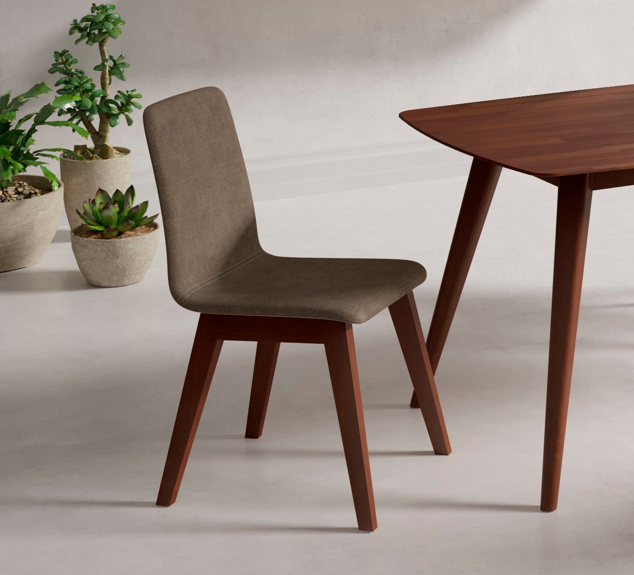 INOSIGN Stoel Sandy met verschillende stoelpootkleuren en kleurvarianten, zithoogte 47 cm (2 stuks) gestoffeerde stoelen bruin