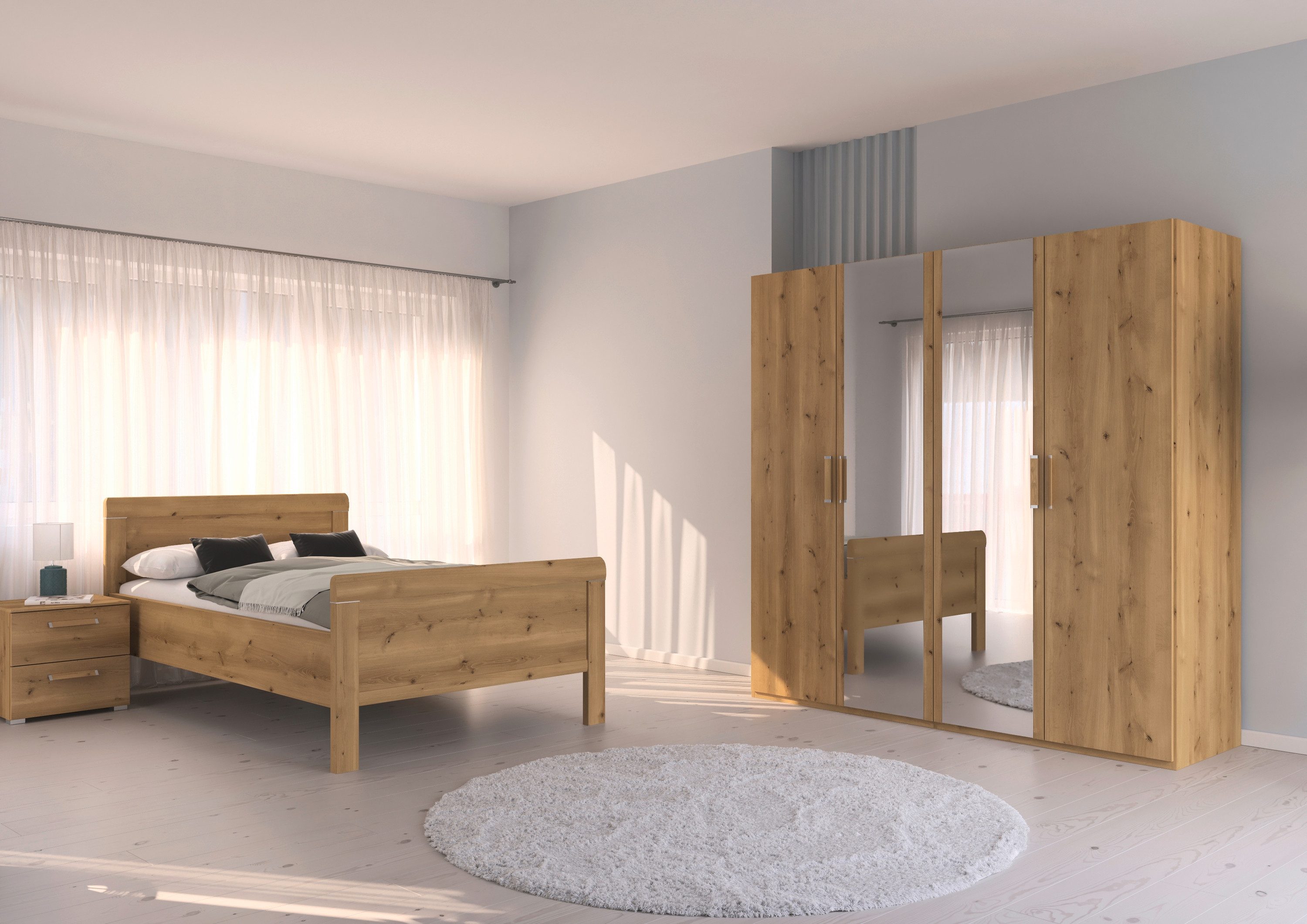 rauch Slaapkamerserie Compleet slaapkamer EVELYN Kast en bed in 2 breedtes, nachtkastje met 2 lades MADE IN GERMANY (set, 3-delig)