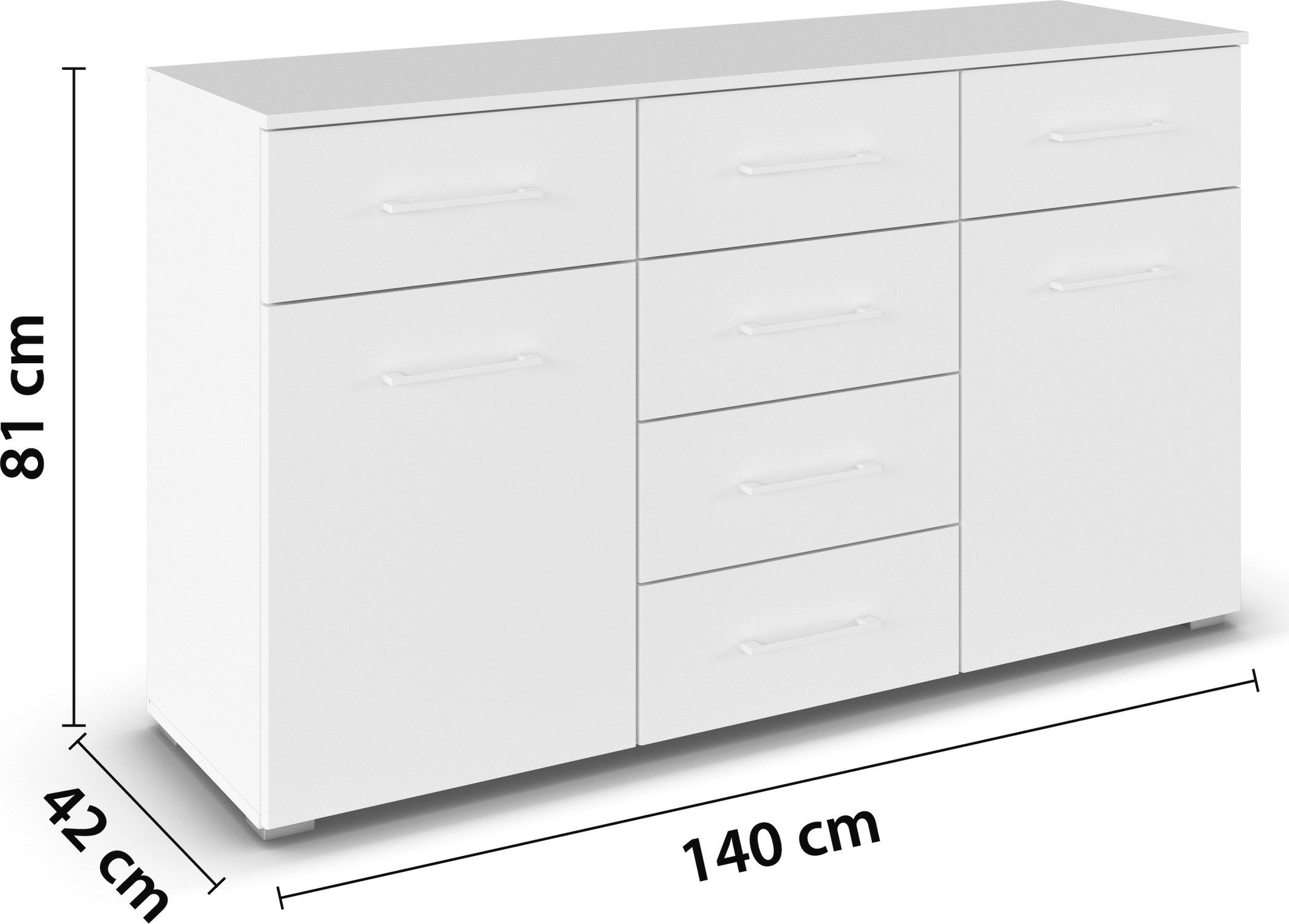 rauch Kast met laden en deuren Prandon A met 6 lades en 2 deuren, metalen handgrepen in wit