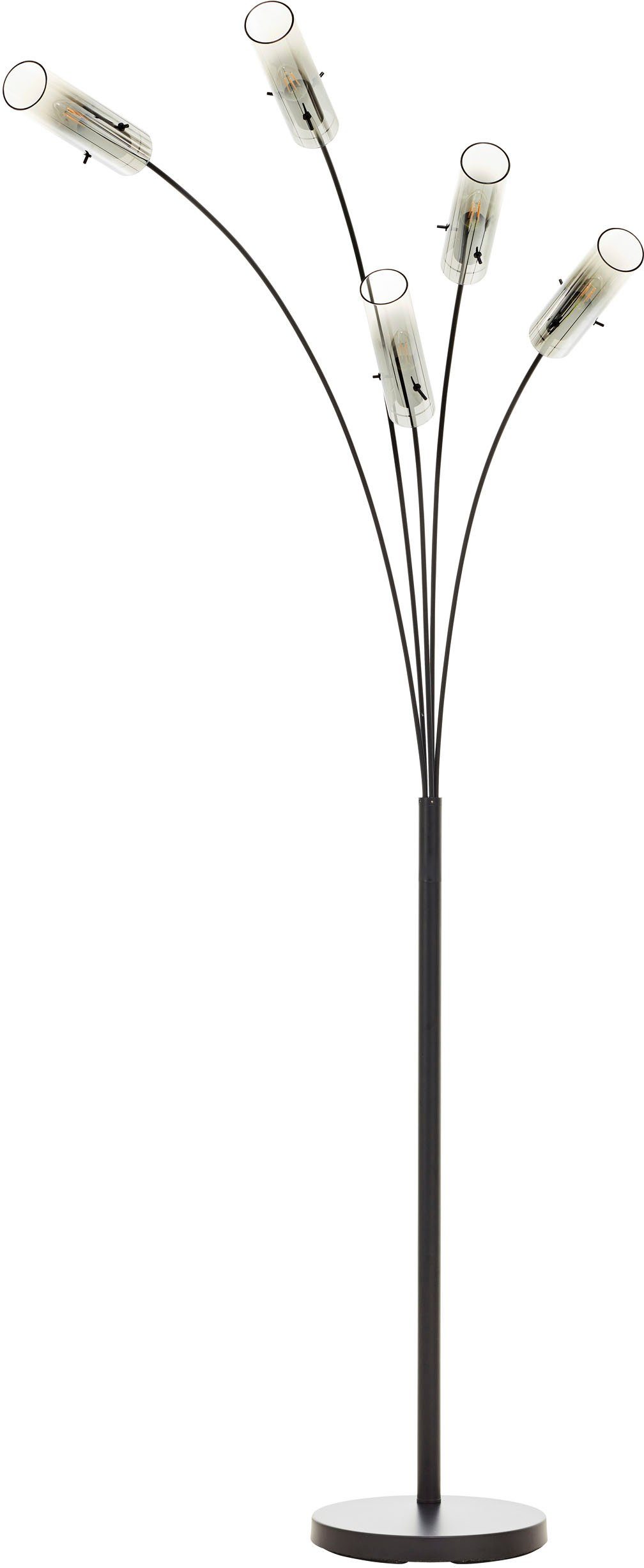 Brilliant Leuchten Staande lamp Glasini 200 x 30 x 73 cm, 5 x e14, metaal/rookglas, mat zwart (1 stuk)