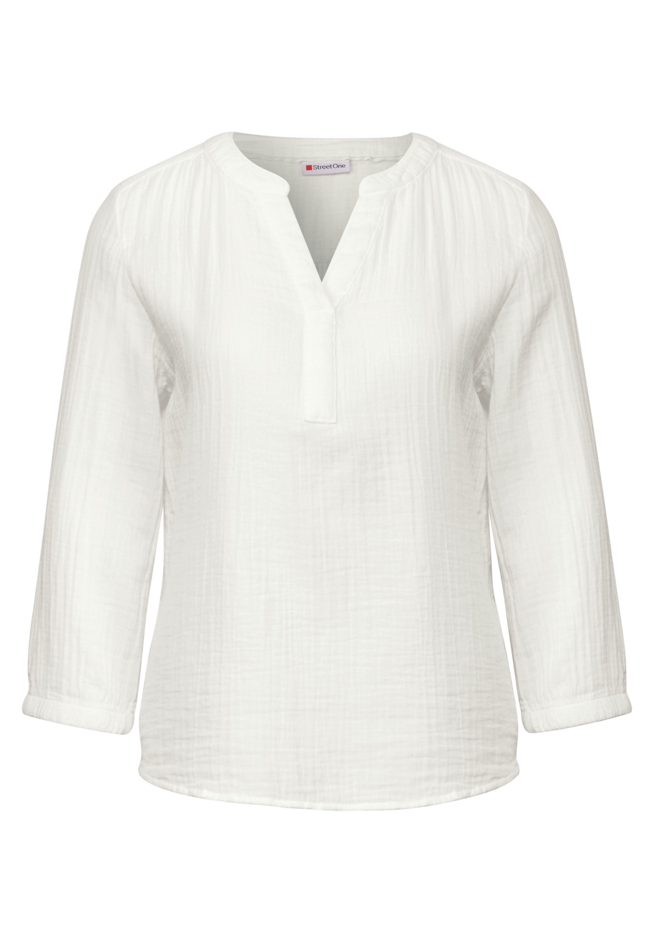 STREET ONE Overhemdblouse 3/4-mouw in mousseline-look