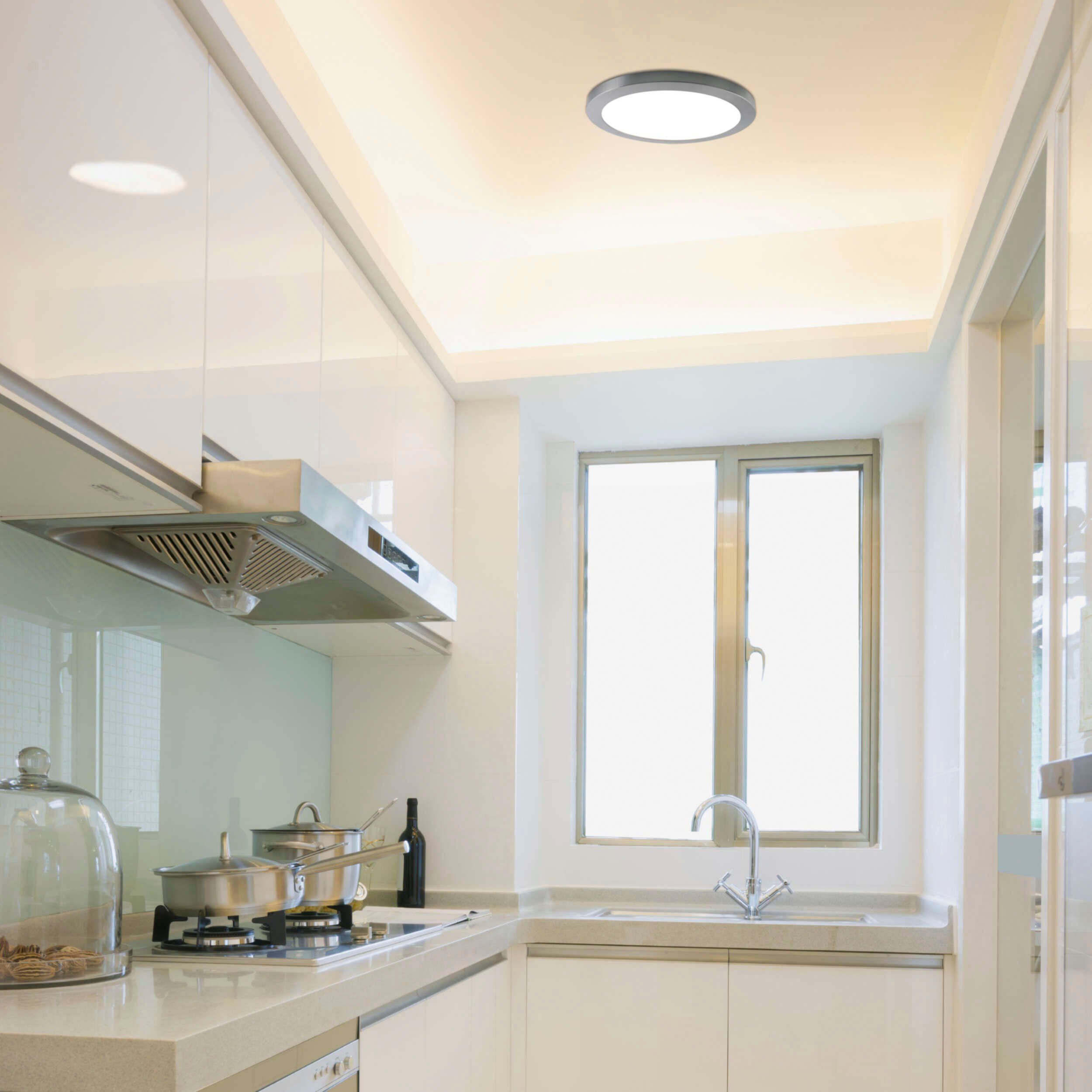 näve Led-plafondlamp Bonus 3 lichtkleuren, 2-in-1-uitstraling, ring chroom magnetisch afneembaar (1 stuk)