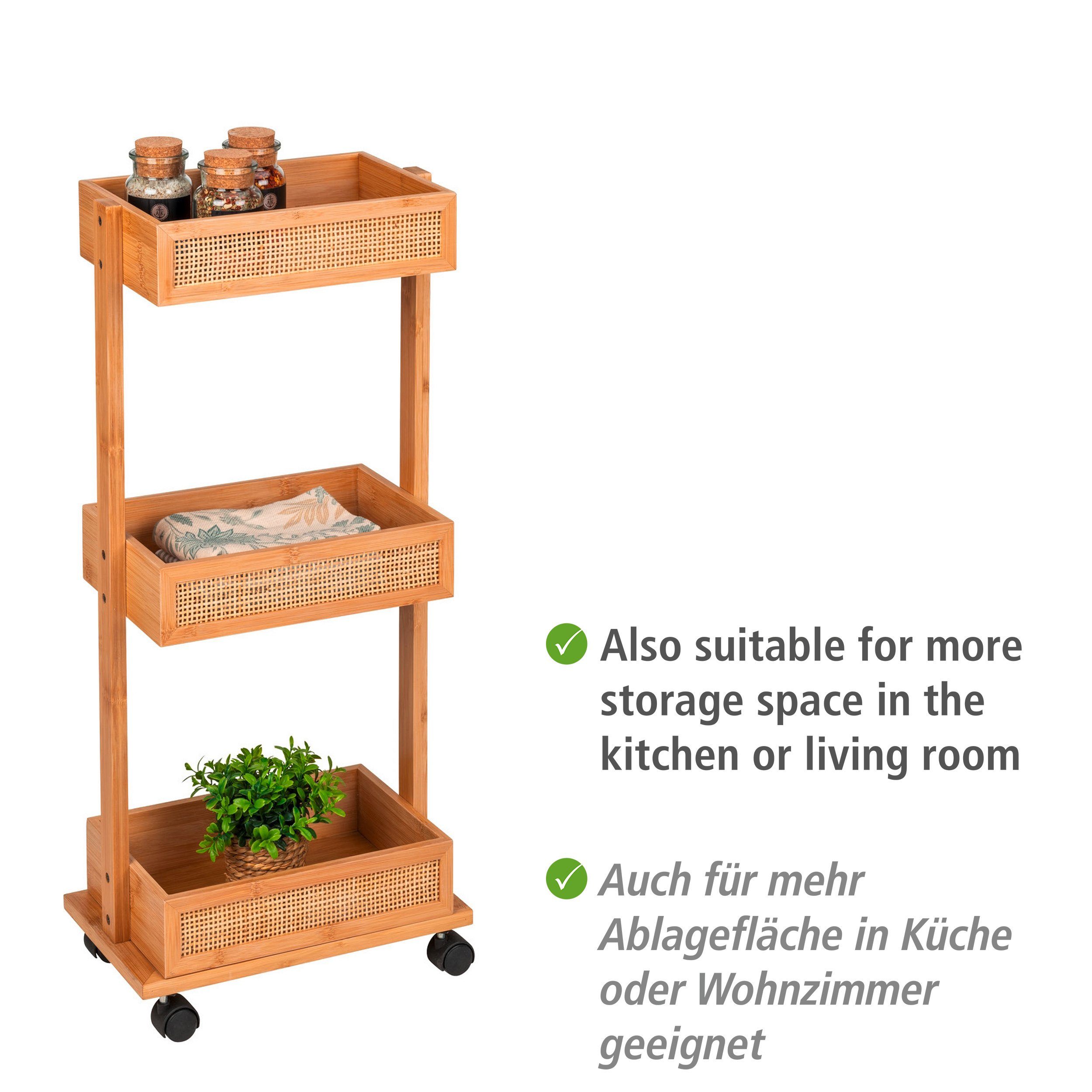 WENKO Badkamerrekje Allegre Wagen, van bamboe en rotan