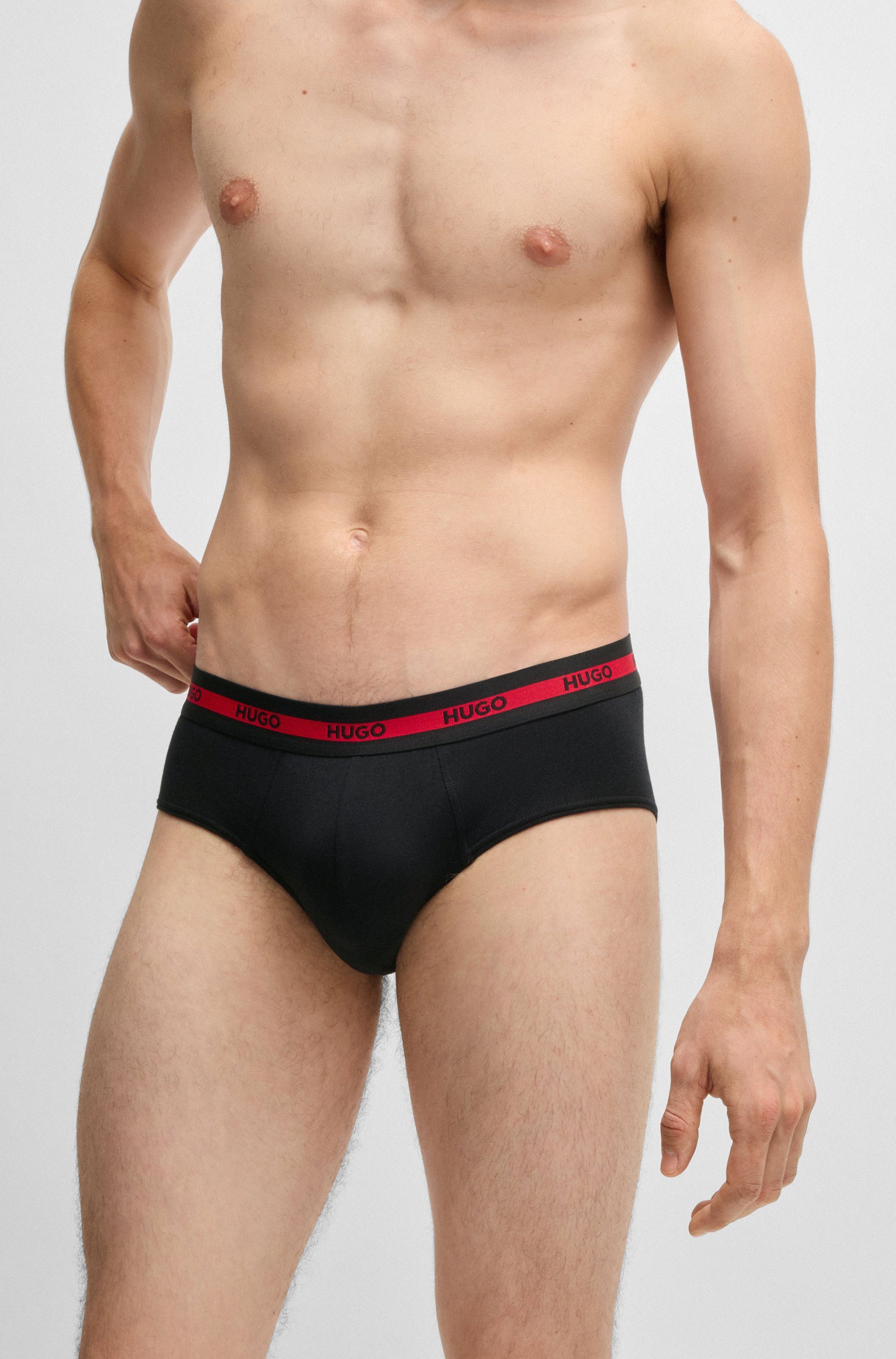 HUGO underwear Slip met contraststrepen en logo-opschriften op de tailleband (set, 3 stuks, In driepack)