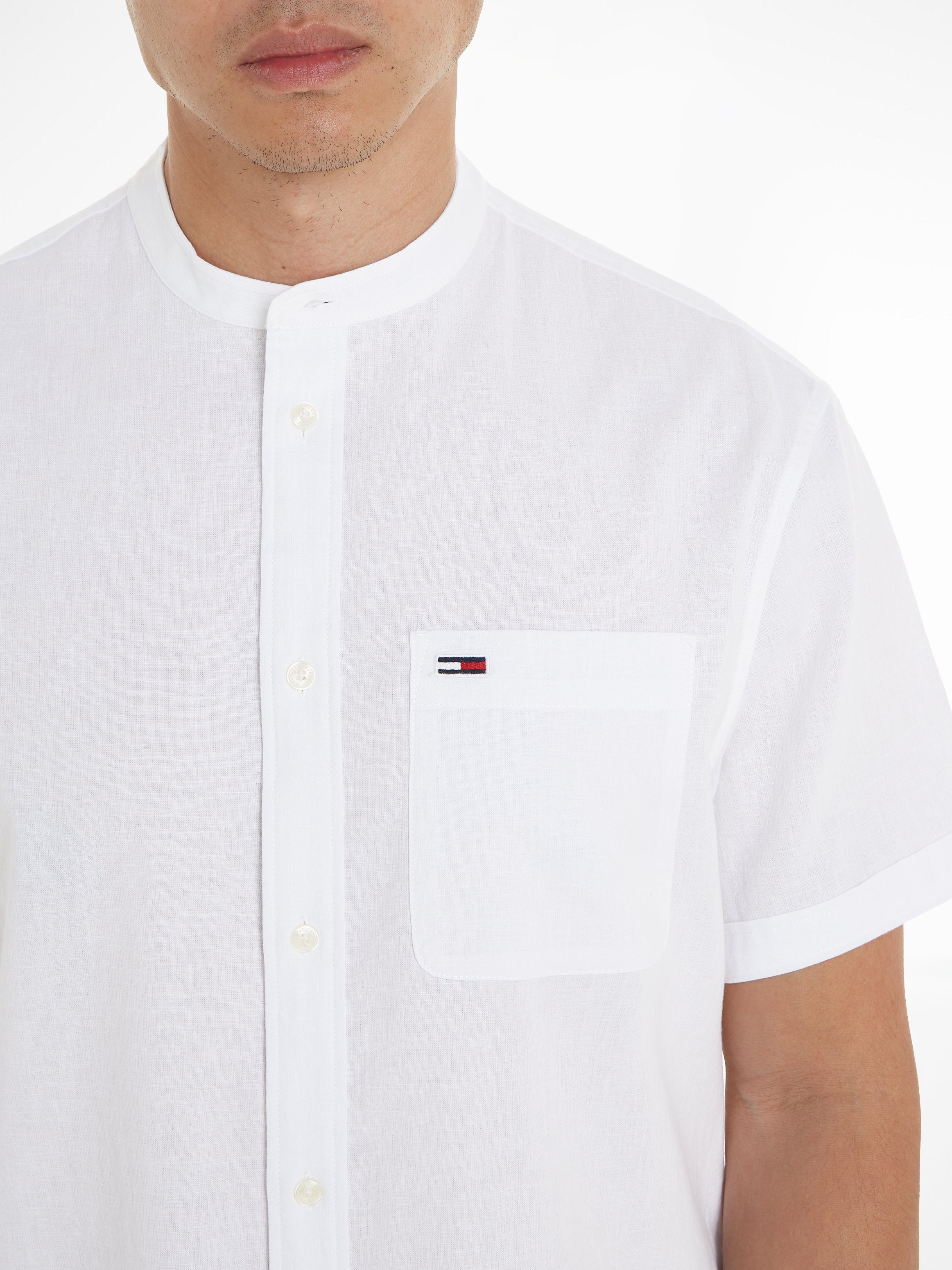 TOMMY JEANS Overhemd met korte mouwen TJM REG MAO LINEN BLEND SS SHIRT