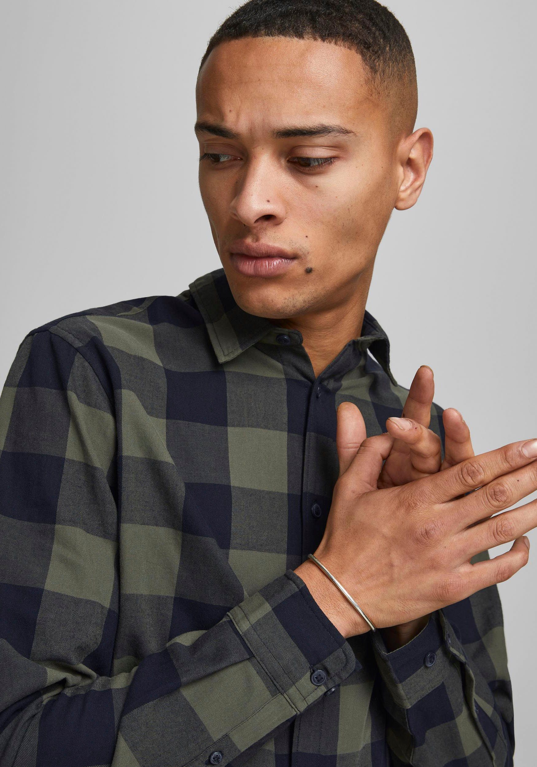 Jack & Jones Geruit overhemd JJ JJEGINGHAM TWILL SHIRT L/
