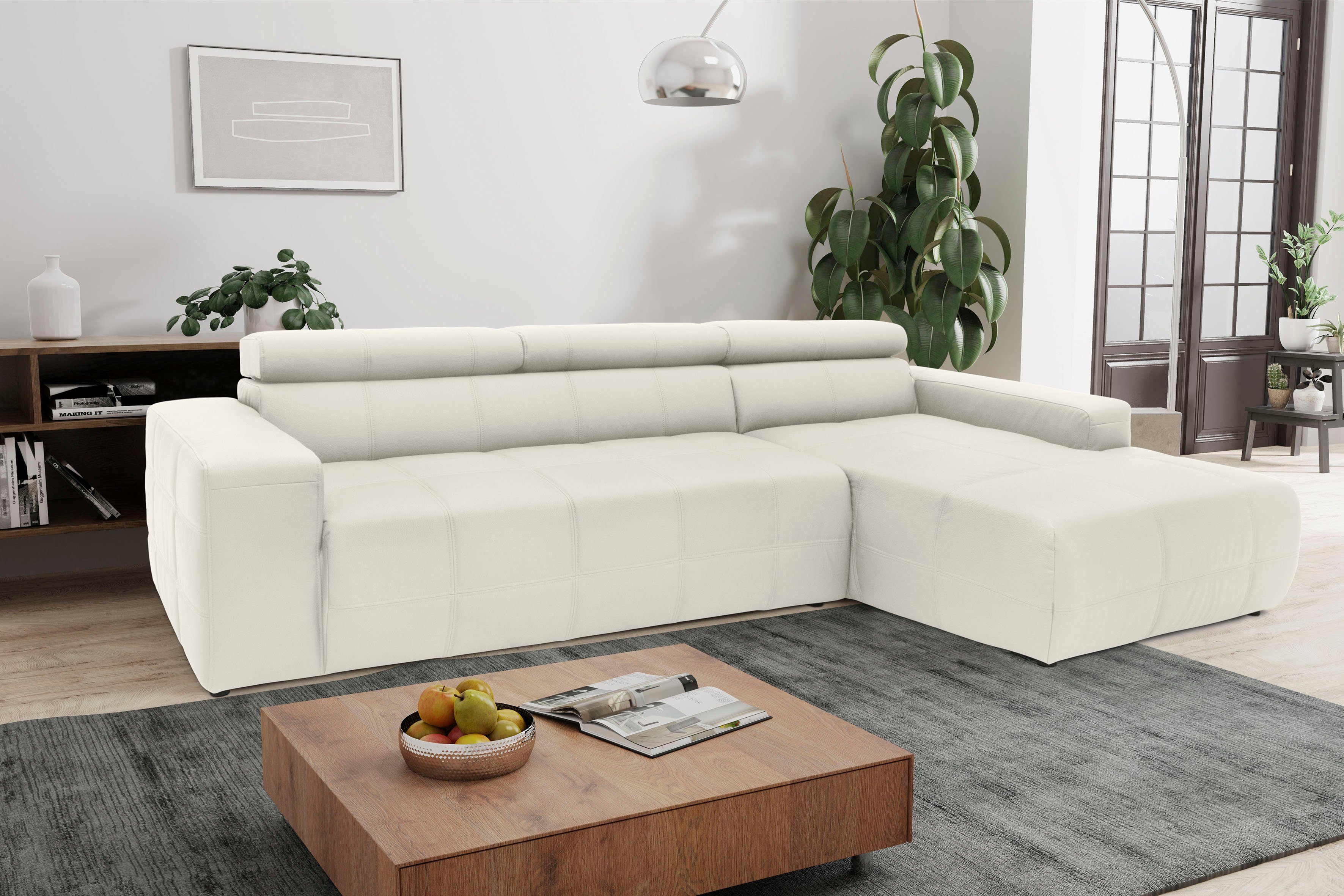 DOMO collection Hoekbank Brandon B/D/H: 289/177/80 cm, keuze met zitdiepteverstelling, L-vorm