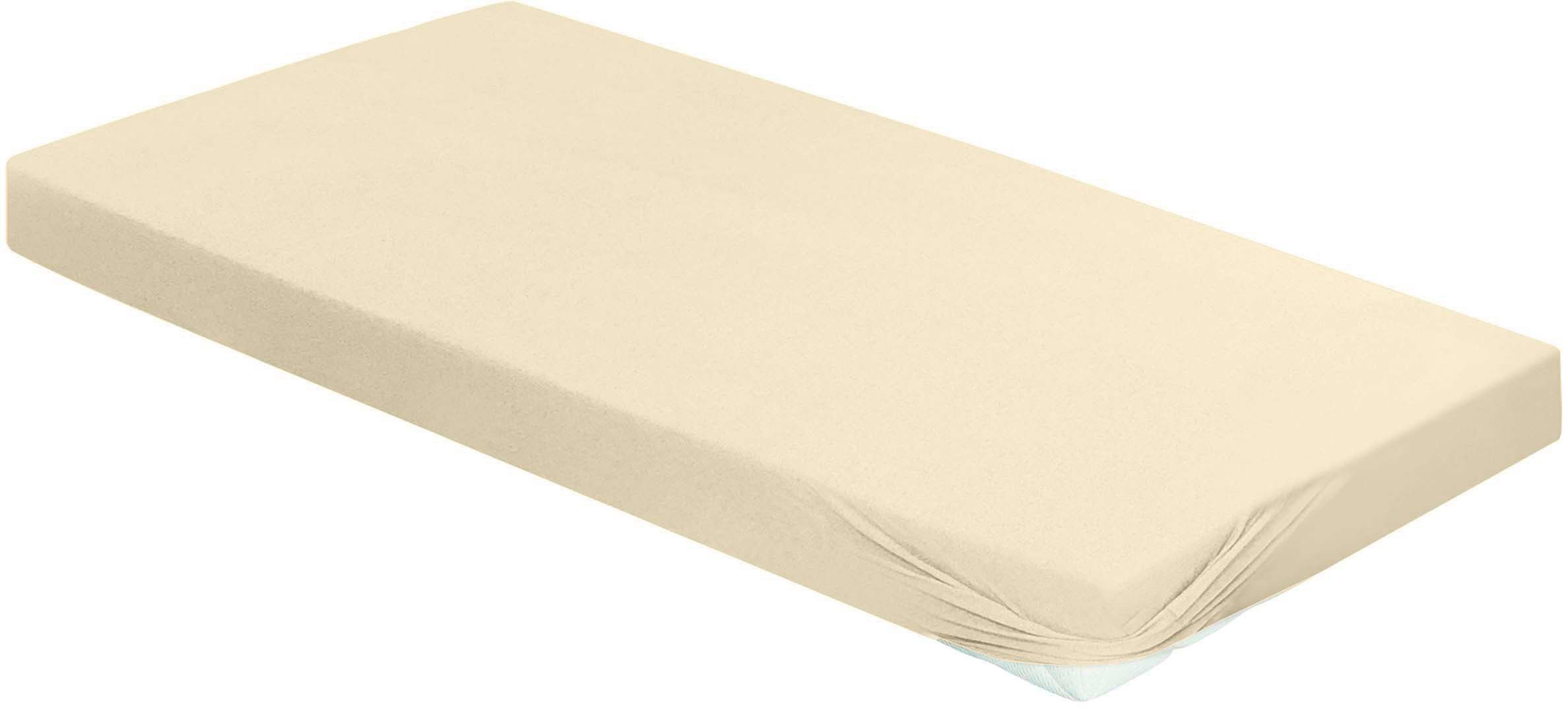 BIERBAUM Hoeslaken Jersey 95% katoen en 5% elastaan voor optimale zachtheid en rekbaarheid (1 stuk) hoeslakens maat 180-200 cm x 200-220 cm beige