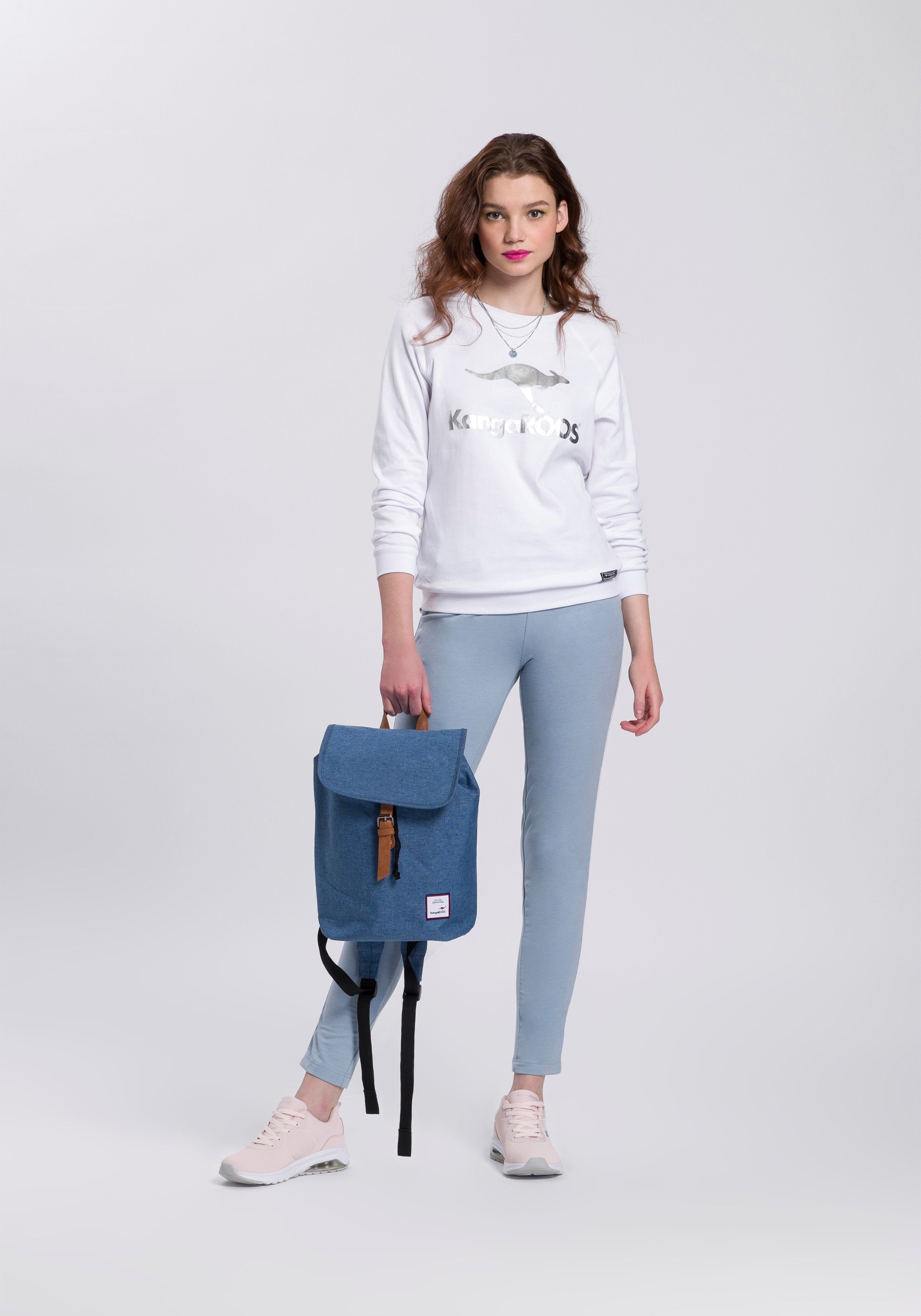 KangaROOS Sweatshirt Lange mouwen, figuurvolgende snit, met print, ronde hals