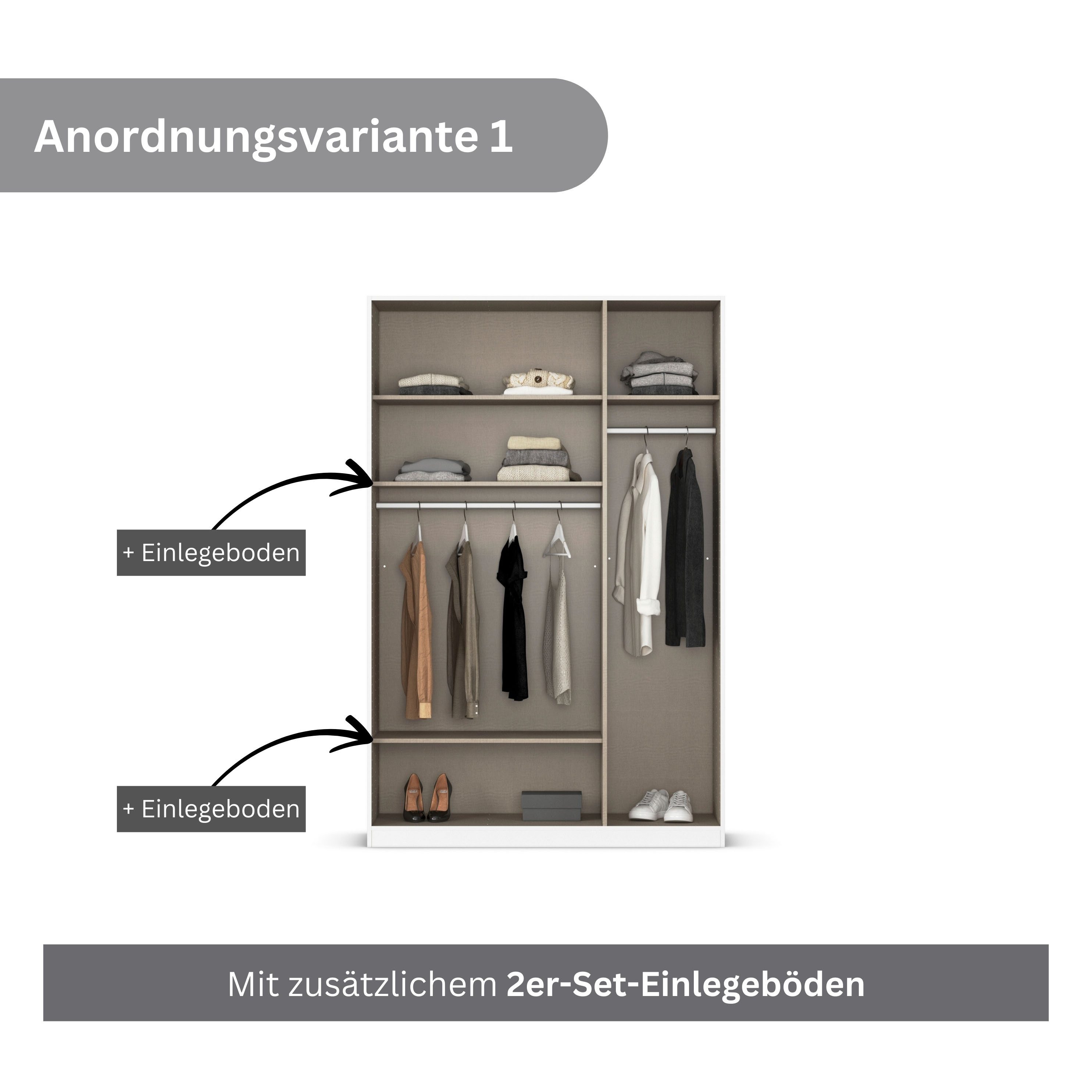 rauch Draaideurkast Kledingkast kast garderobe AGORDO met decor- of hoogglansfront doordachte binnenuitrusting, in 6 breedtes en 2 hoogtes made in germany