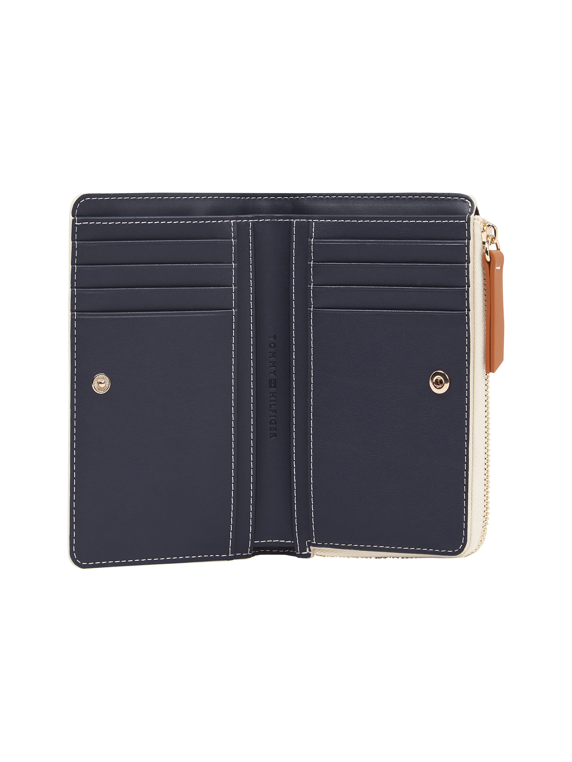 Tommy Hilfiger Portemonnee TH MONOPLAY LEATHER MED 7 WALLET , dames portemonnee met allover logoprint