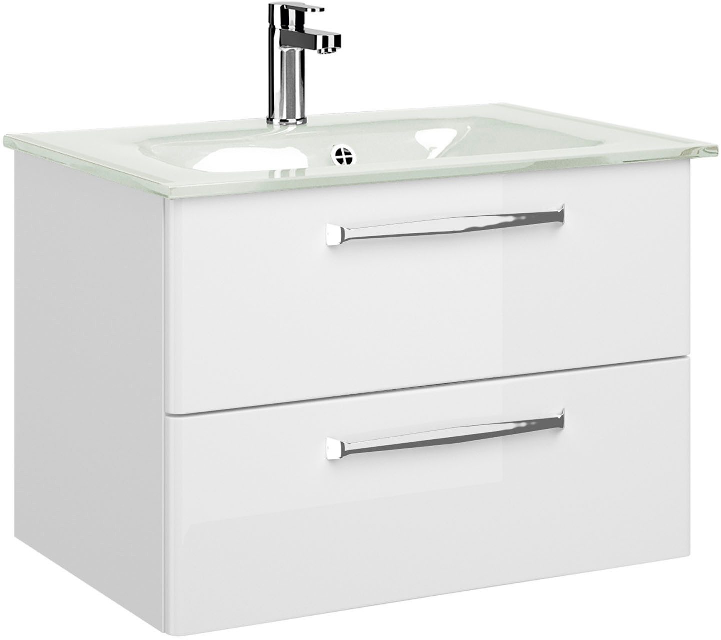Saphir Badmeubelset Trentino 3-delig glas wasbak met LED spiegelkast (4 stuks)