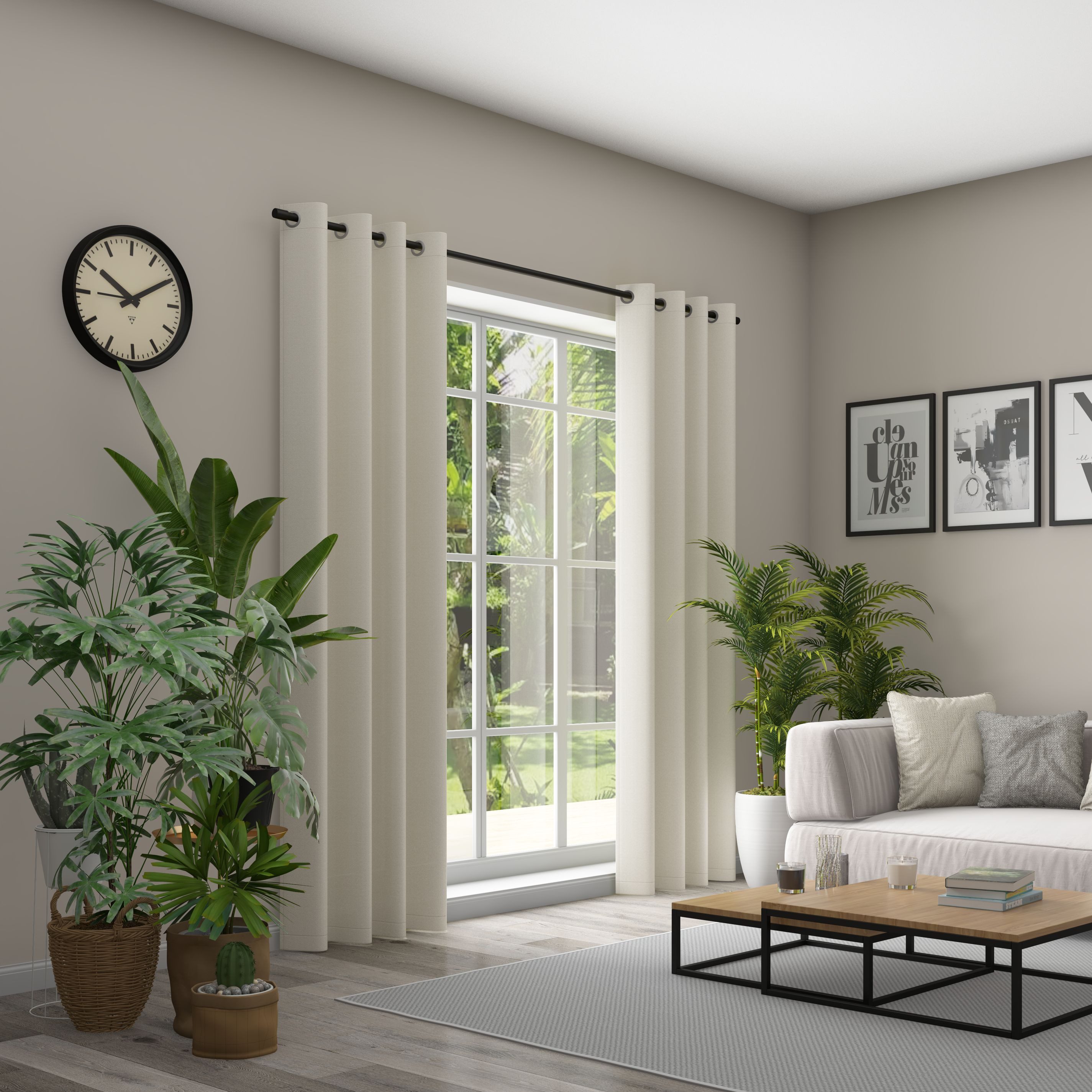 Neutex for you! Gordijn Linessa HxB: 245x137, oogjesgordijn met metalen oogjes (1 stuk) kant & klaar gordijnen maat 1 beige