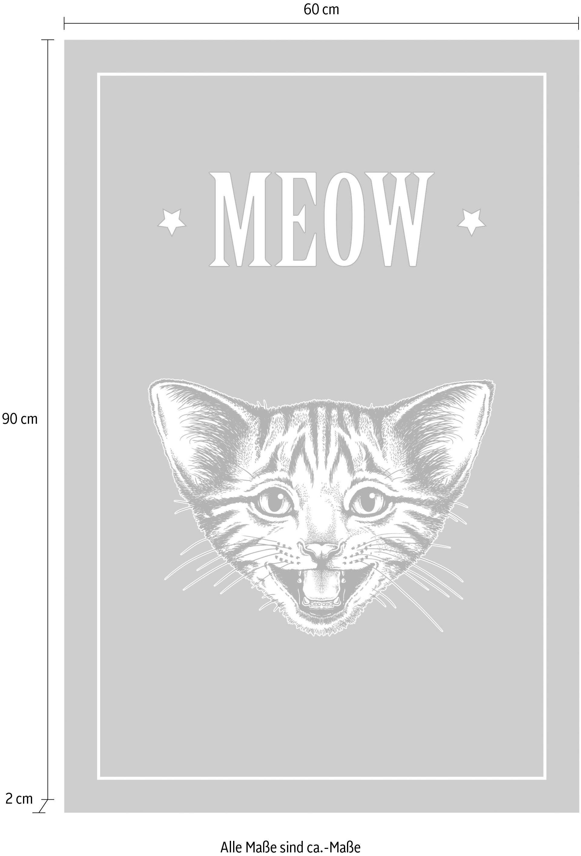 queence Artprint op linnen Kat MEOW Premium canvasstof, handgemaakt in Duitsland