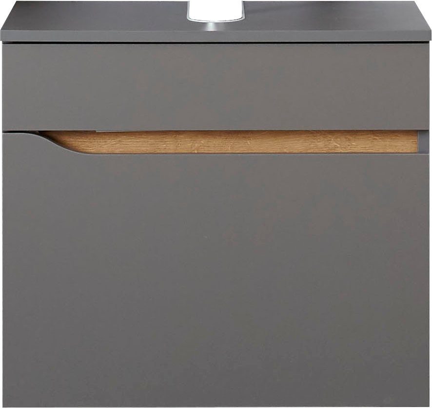 Saphir Wastafelonderkast Quickset onderkast, 60 cm breed, 1 lade Wastafelonderkast met sifonuitsparing, zonder wasbak, greeploos