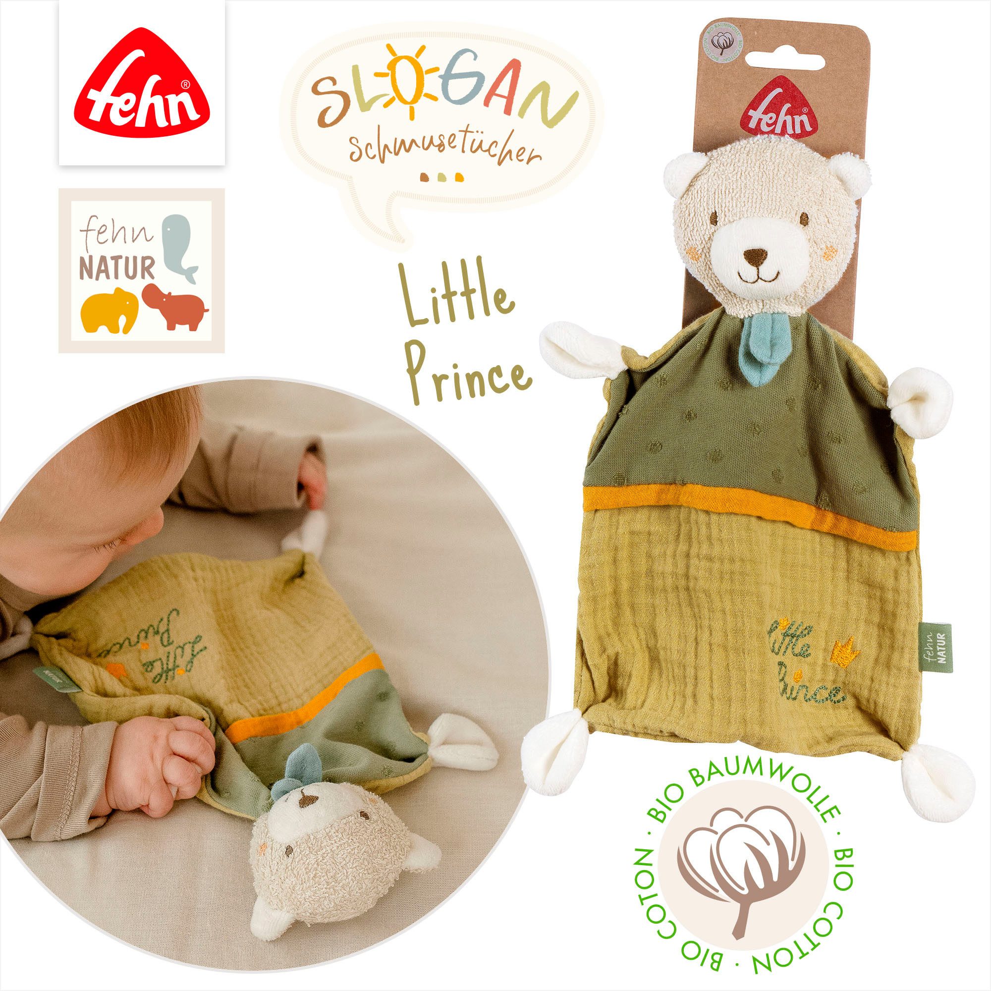 Fehn Knuffeldoek FehnNATUR, Beer "Prince"