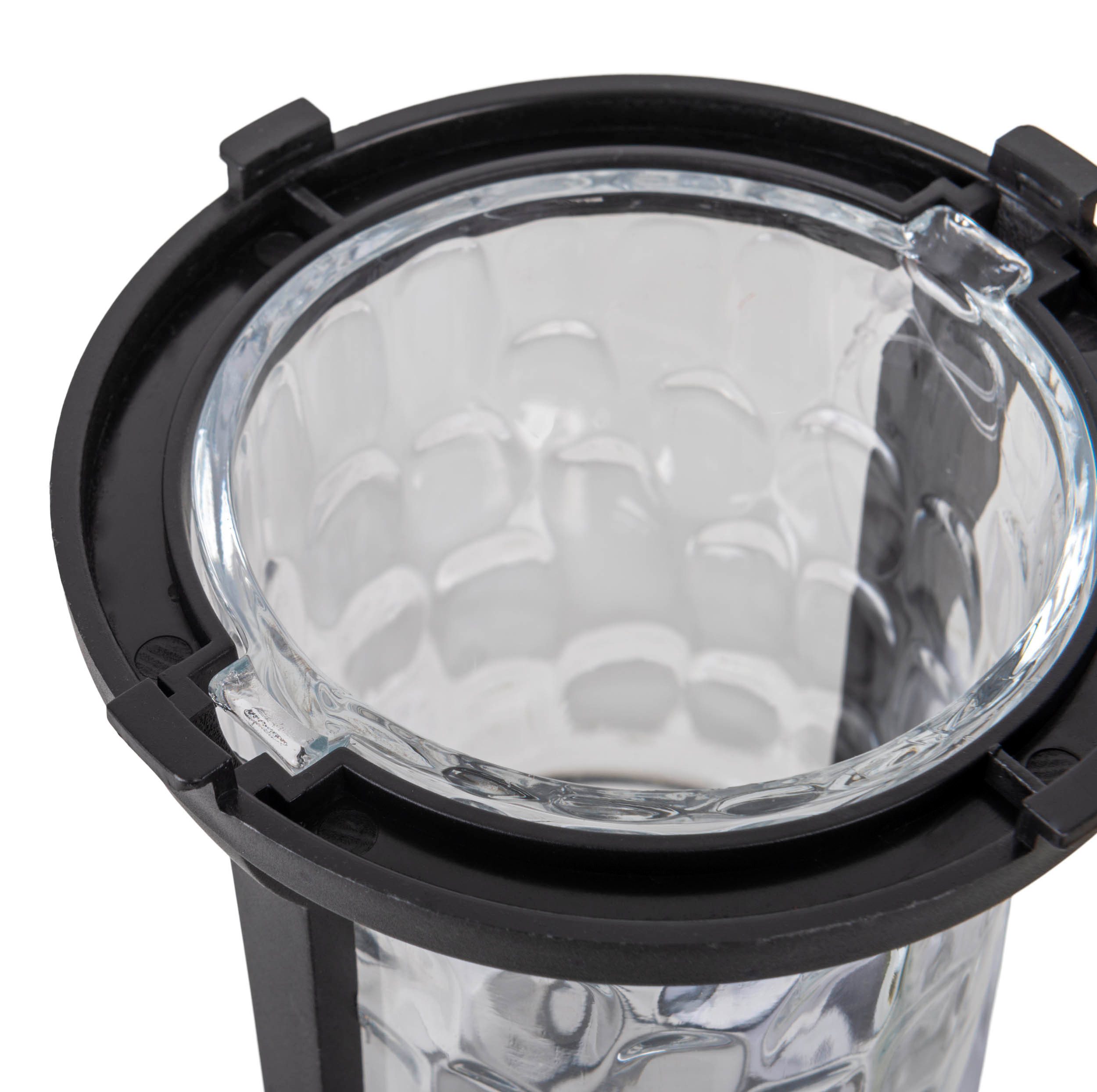 näve Led-solarlamp Simon Spies zwart, gestructureerde glazen kap, H: 54,7cm, schemersensor (1 stuk)