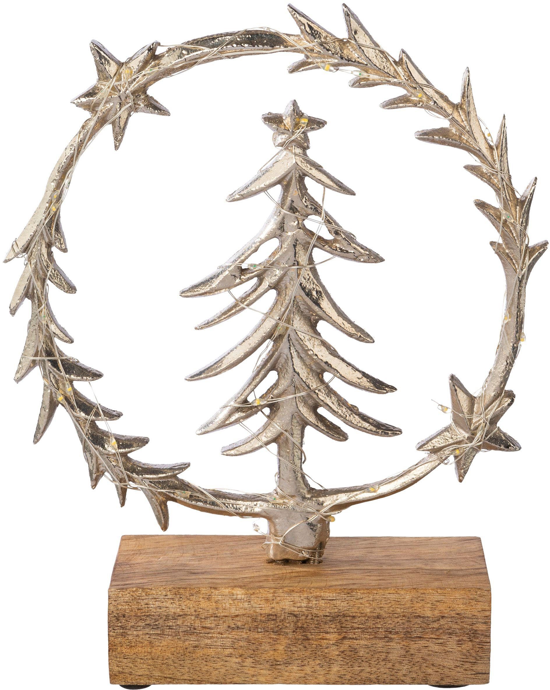 Creativ deco Decoratief object LUMEN, decoratie met verlichting, krans met kerstboom (set, 2 stuks)