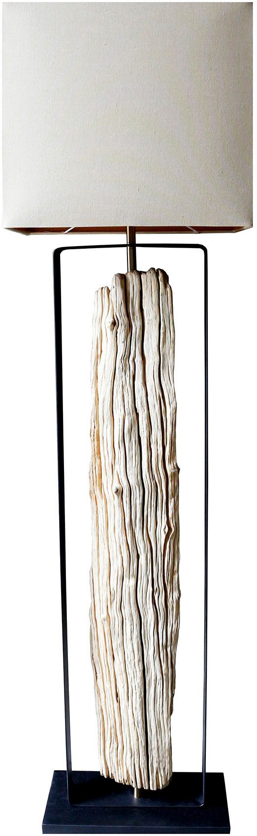 SalesFever Staande lamp Drijfhout Scherm binnenin goudkleur (1 stuk) vloerlampen beige