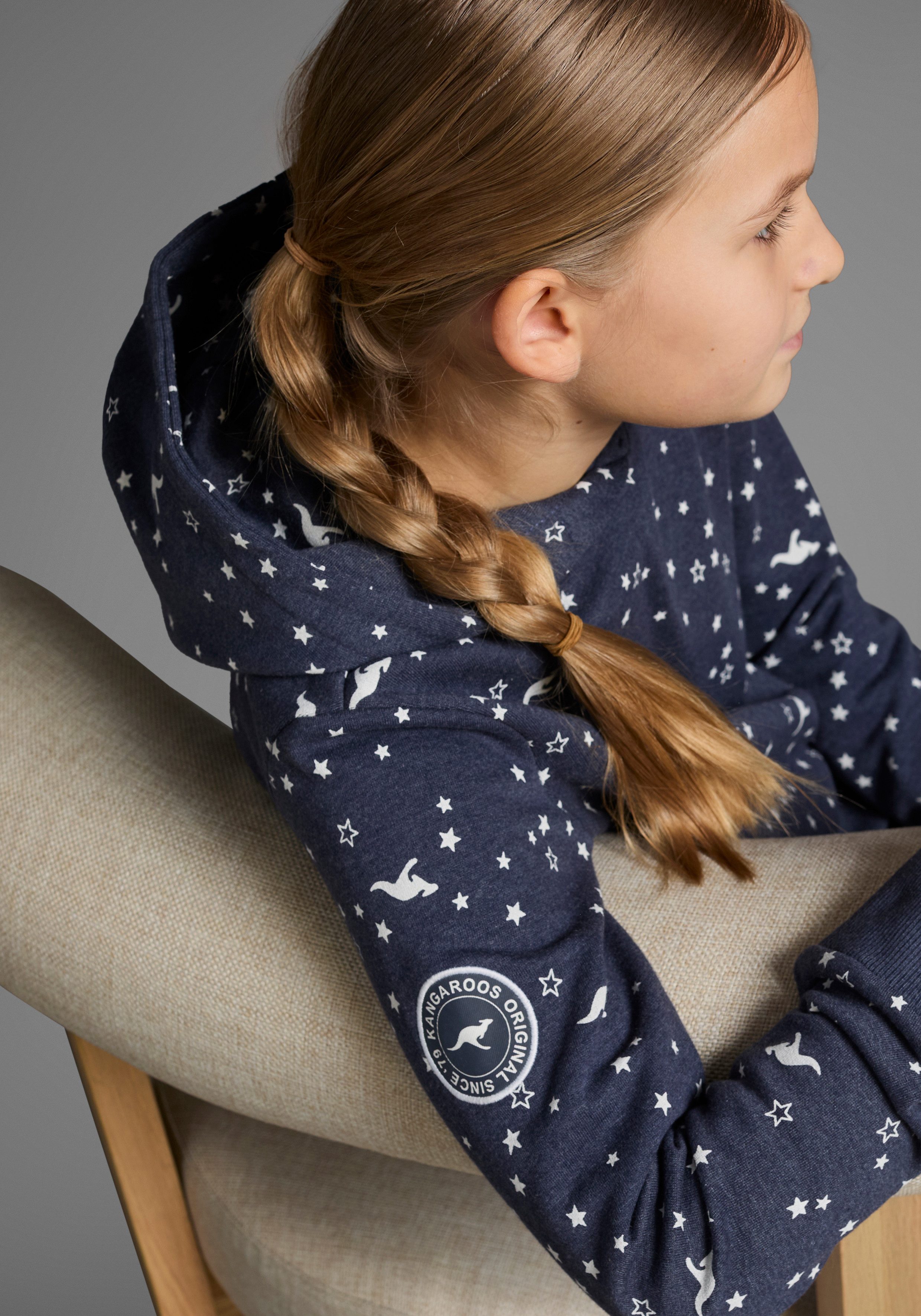 KangaROOS Hoodie Lange mouwen, bedrukt, met capuchon, van katoenmix