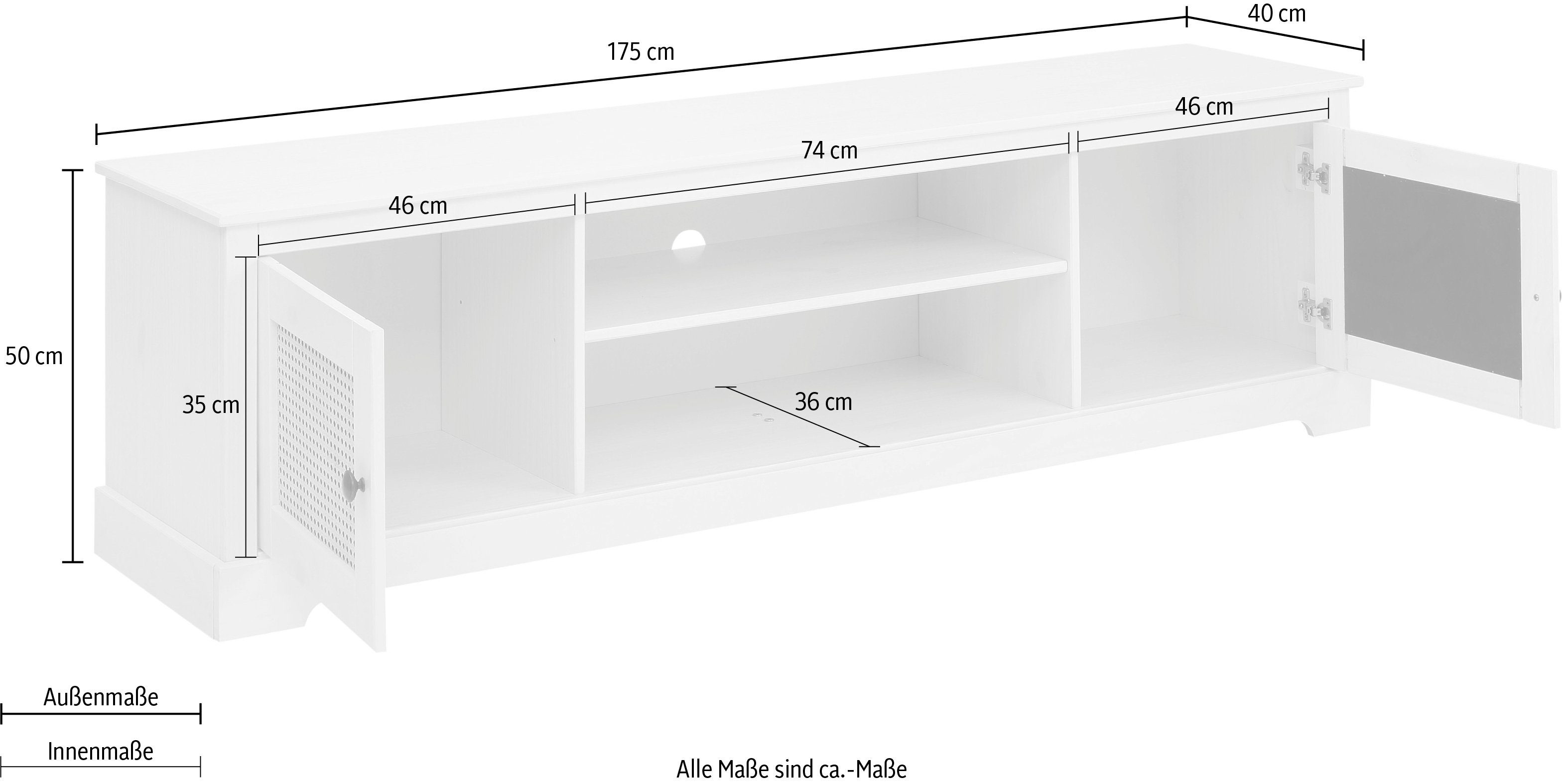 Home affaire Tv-meubel LINDA Commode met weide-deurenfronten, mooie metalen grepen, breedte 175 cm