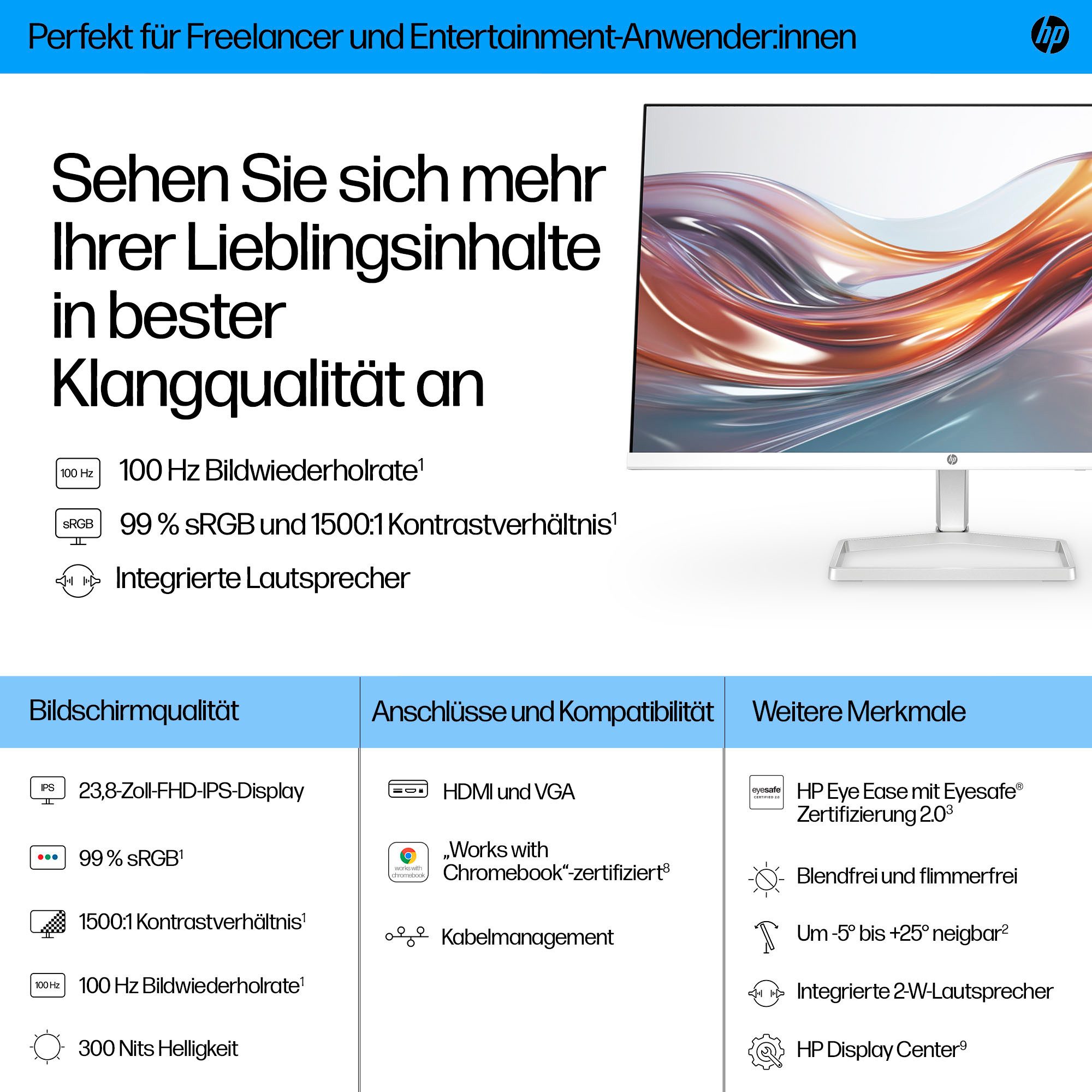 HP Ledscherm 524sa (HSD-0174-K), 61 cm / 24", Full HD