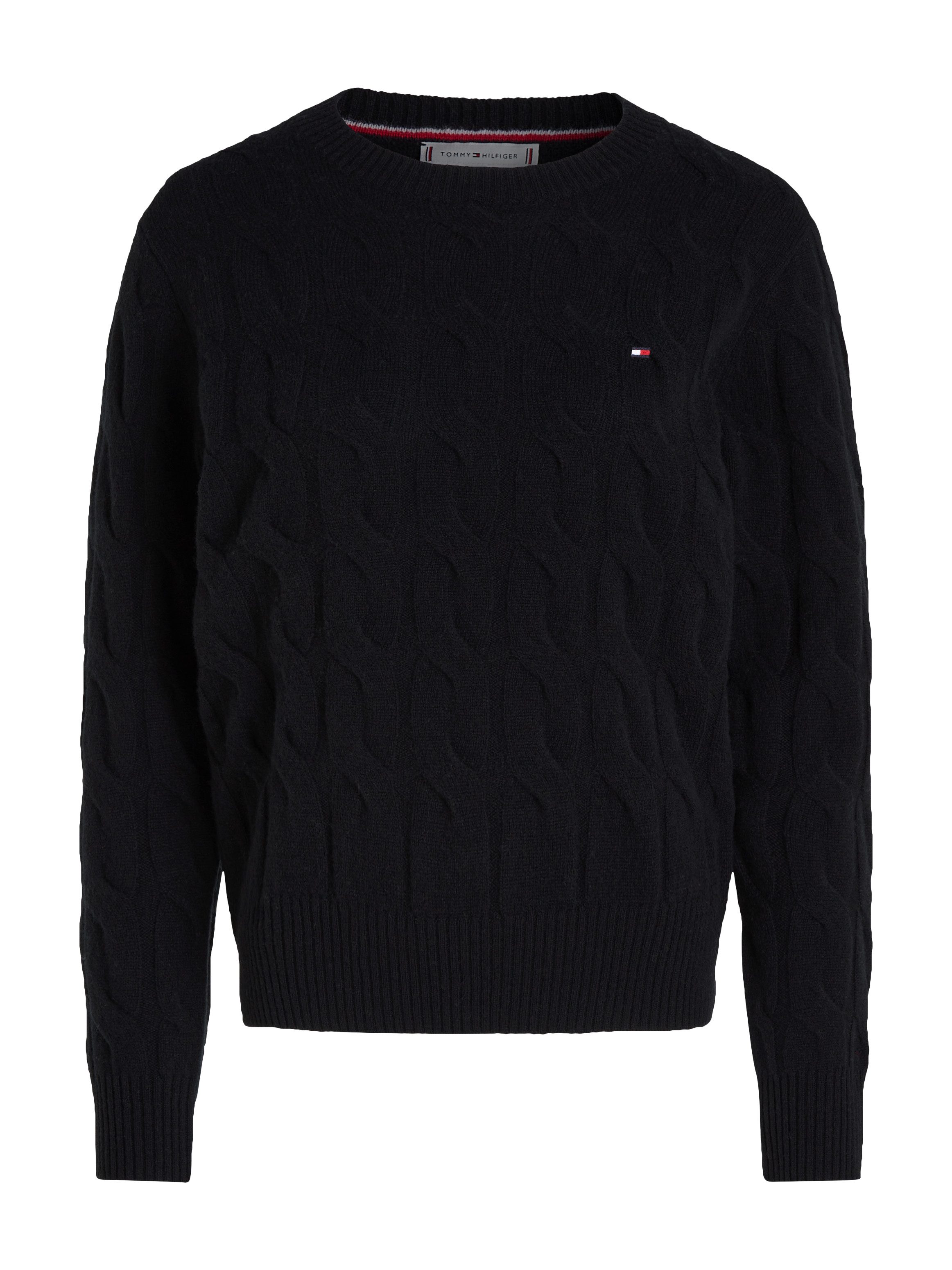 Tommy Hilfiger Gebreide trui SOFT WOOL CABLE C-NK met kabelpatroon van zuivere wol