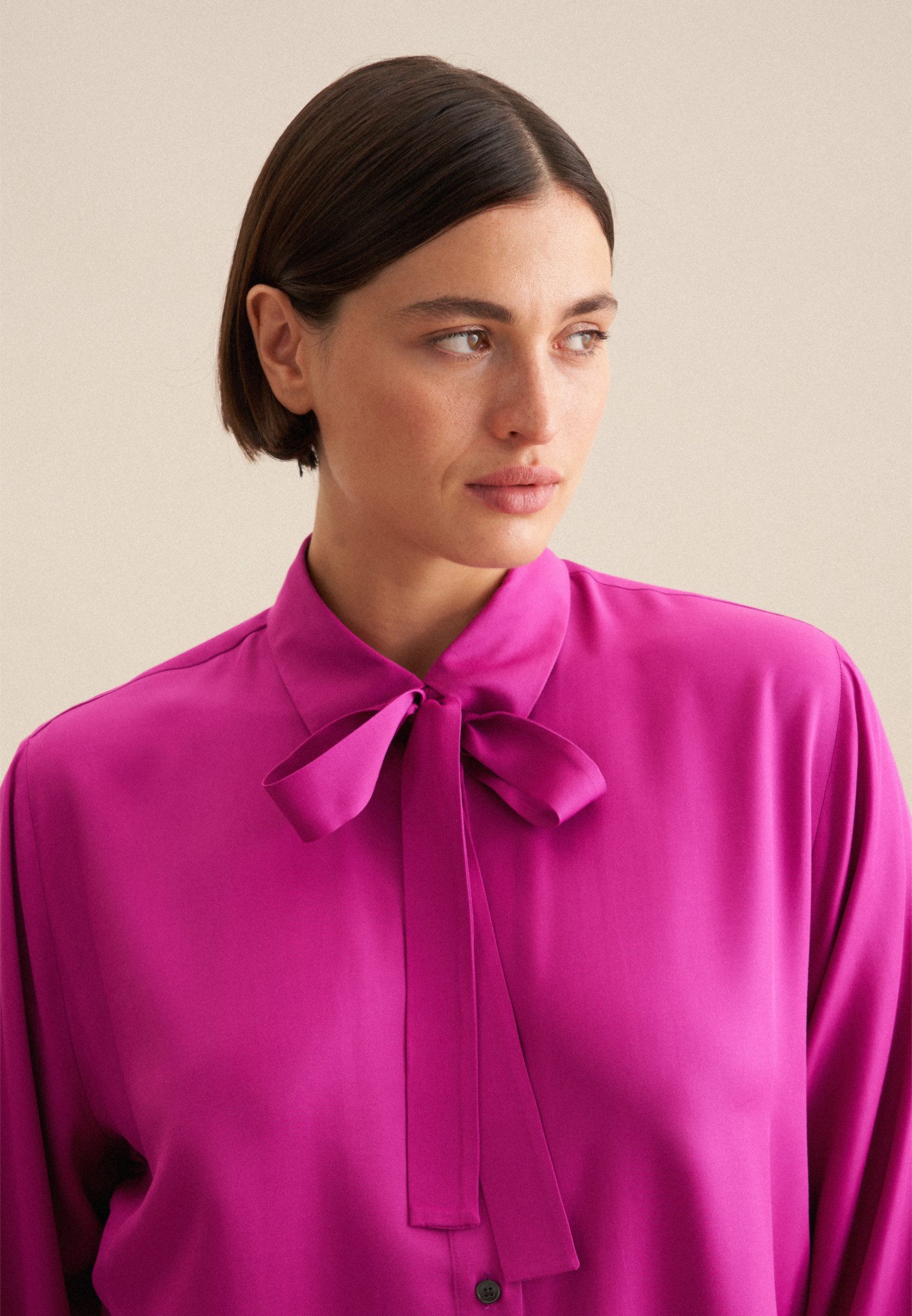 seidensticker Overhemdblouse Zwarte roos Lange mouwen kraag uni