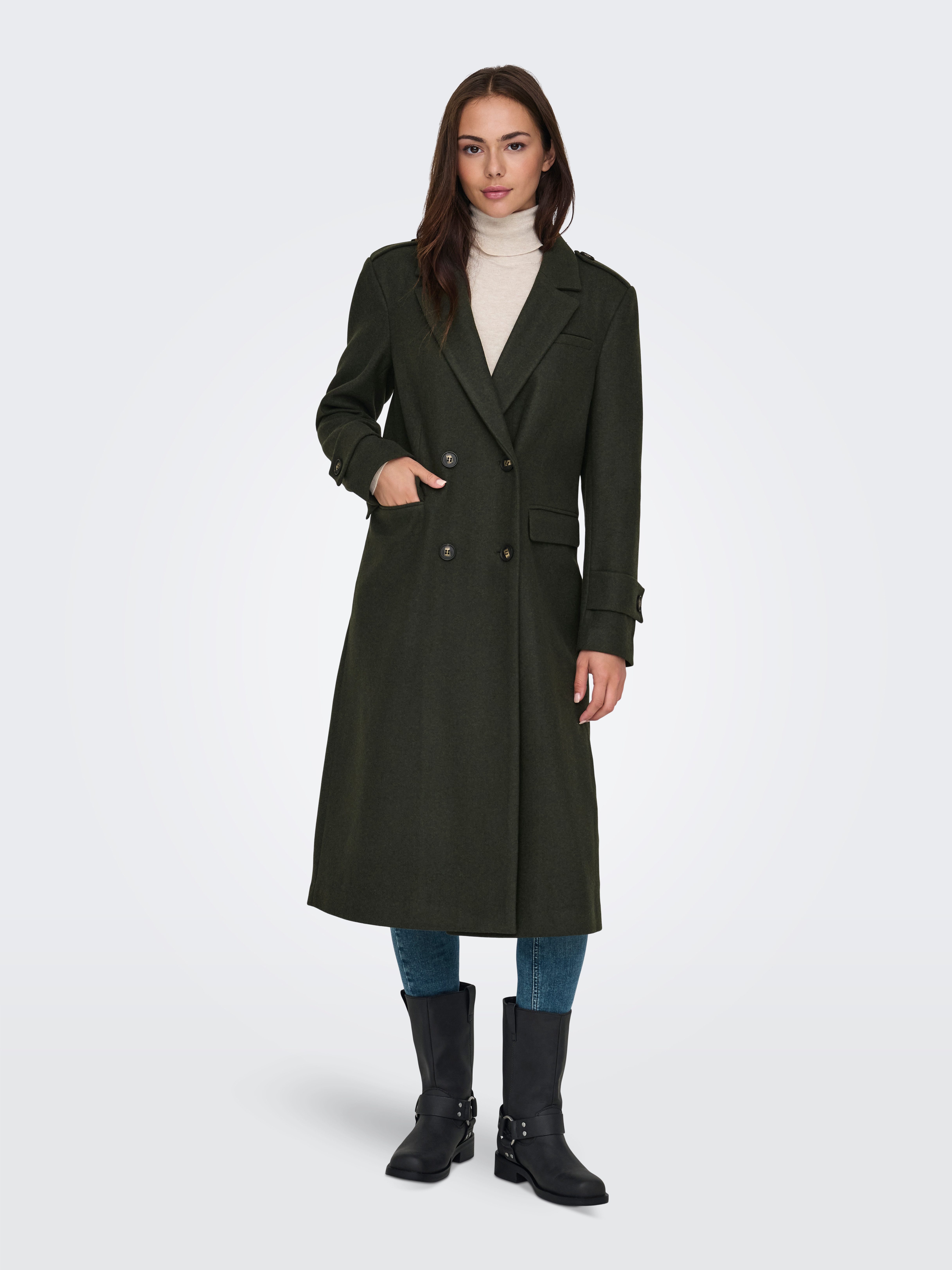 Only Lange jas ONLNANCY LIFE MILI LONG COAT CC OTW