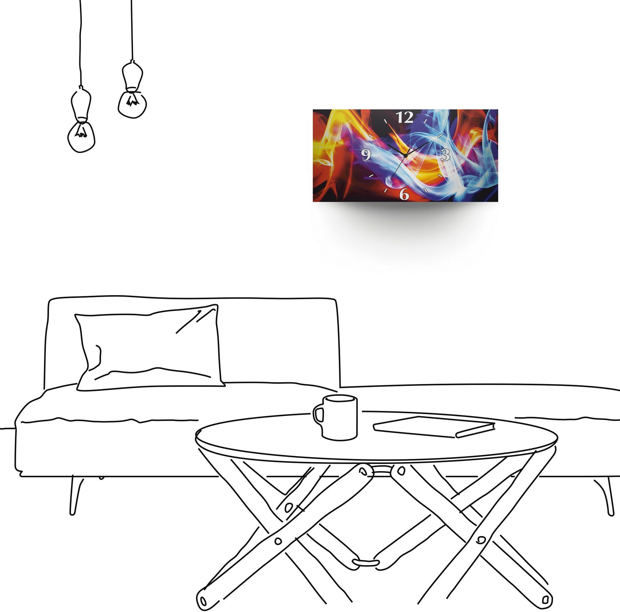 Artland Wandklok Vuur en ijs 3d-look geschulpt, met kwarts- of radiografisch uurwerk, verschillende maten