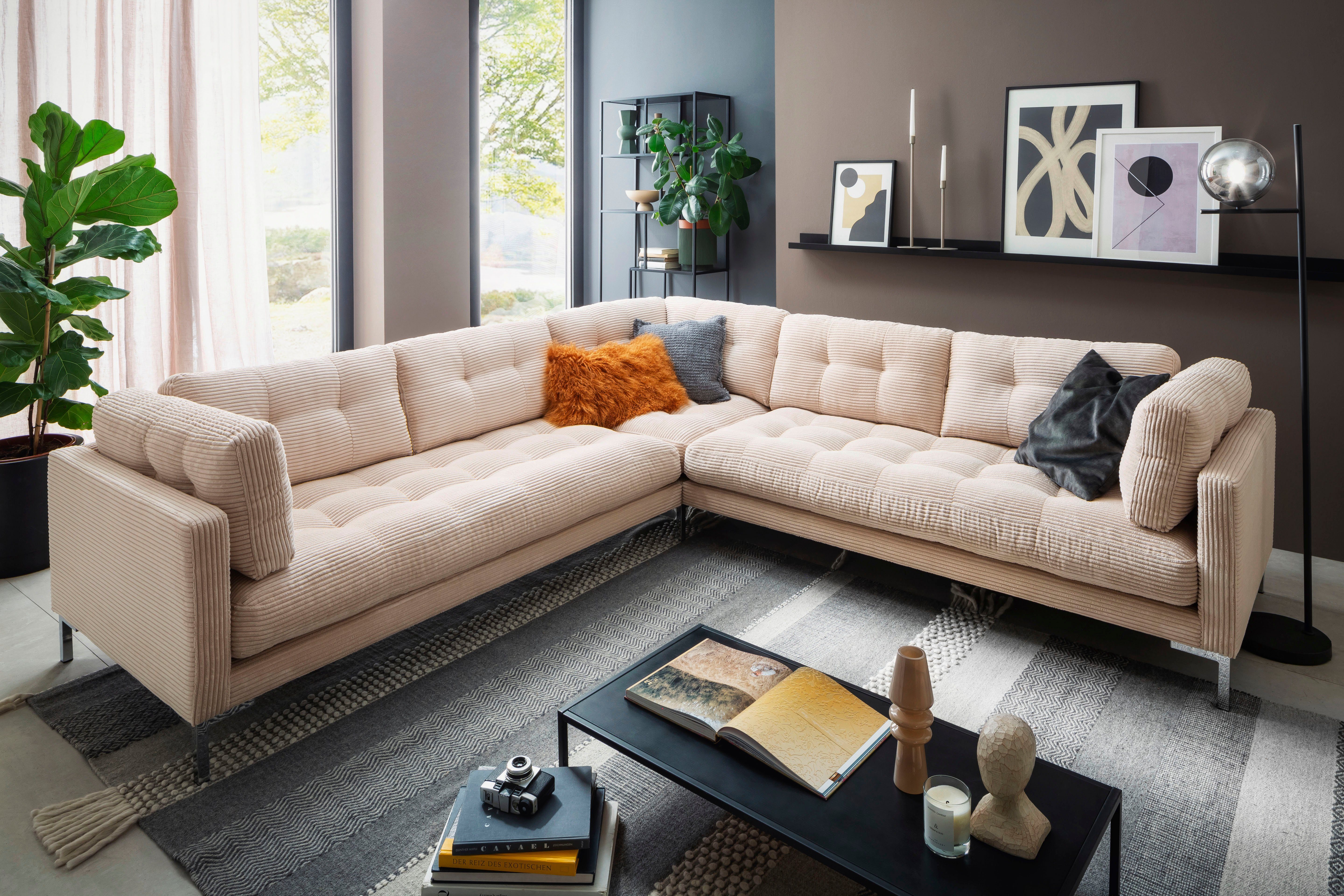 Trends by HG Zithoek Landau U-vorm in cordstof met metalen voet