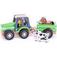 new classic toys speelgoed-tractor little driver - houten tractor met aanhanger (set) groen