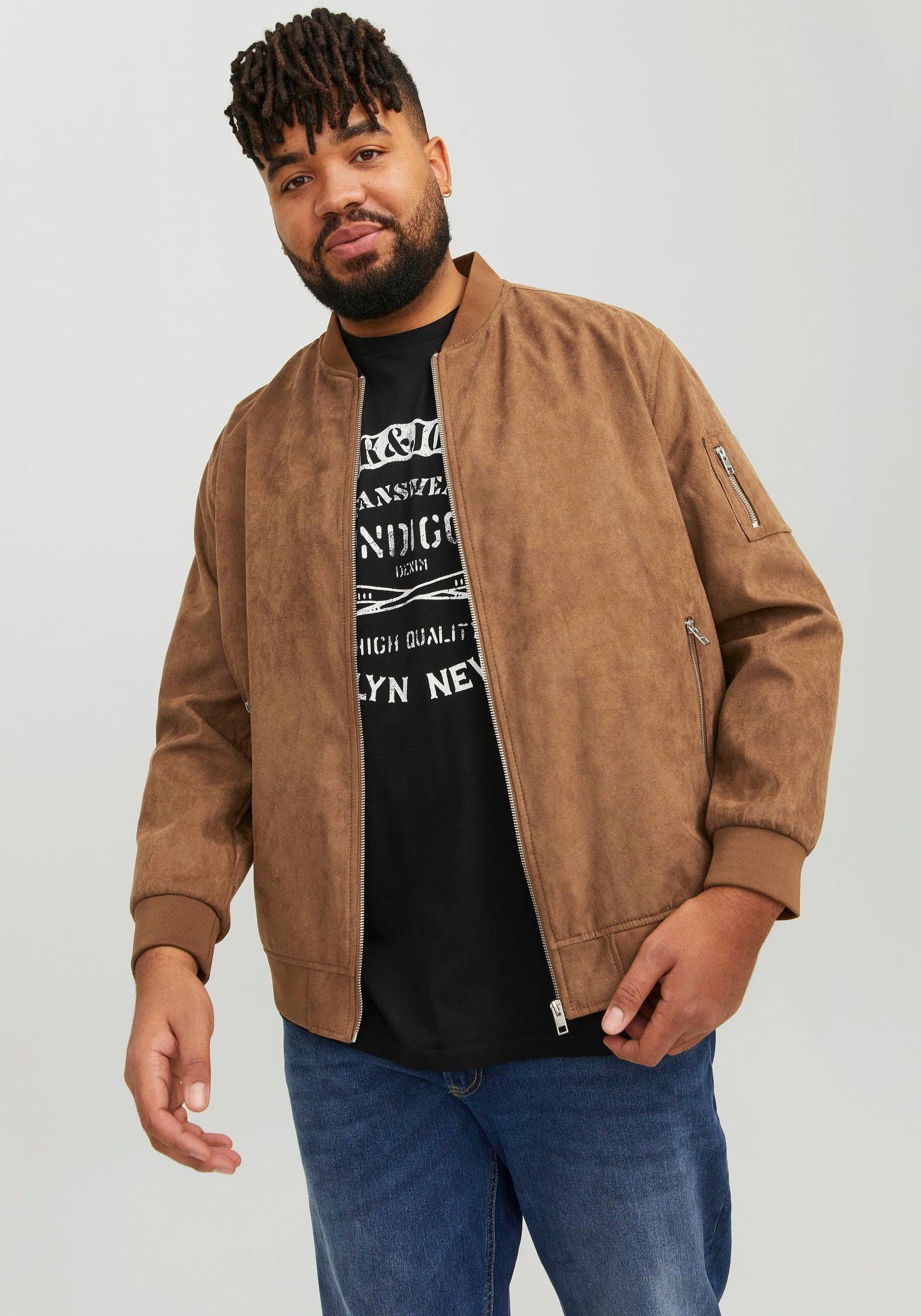 Jack & Jones PlusSize Blouson JJEROCKY FAUX SUEDE BOMBER PLS