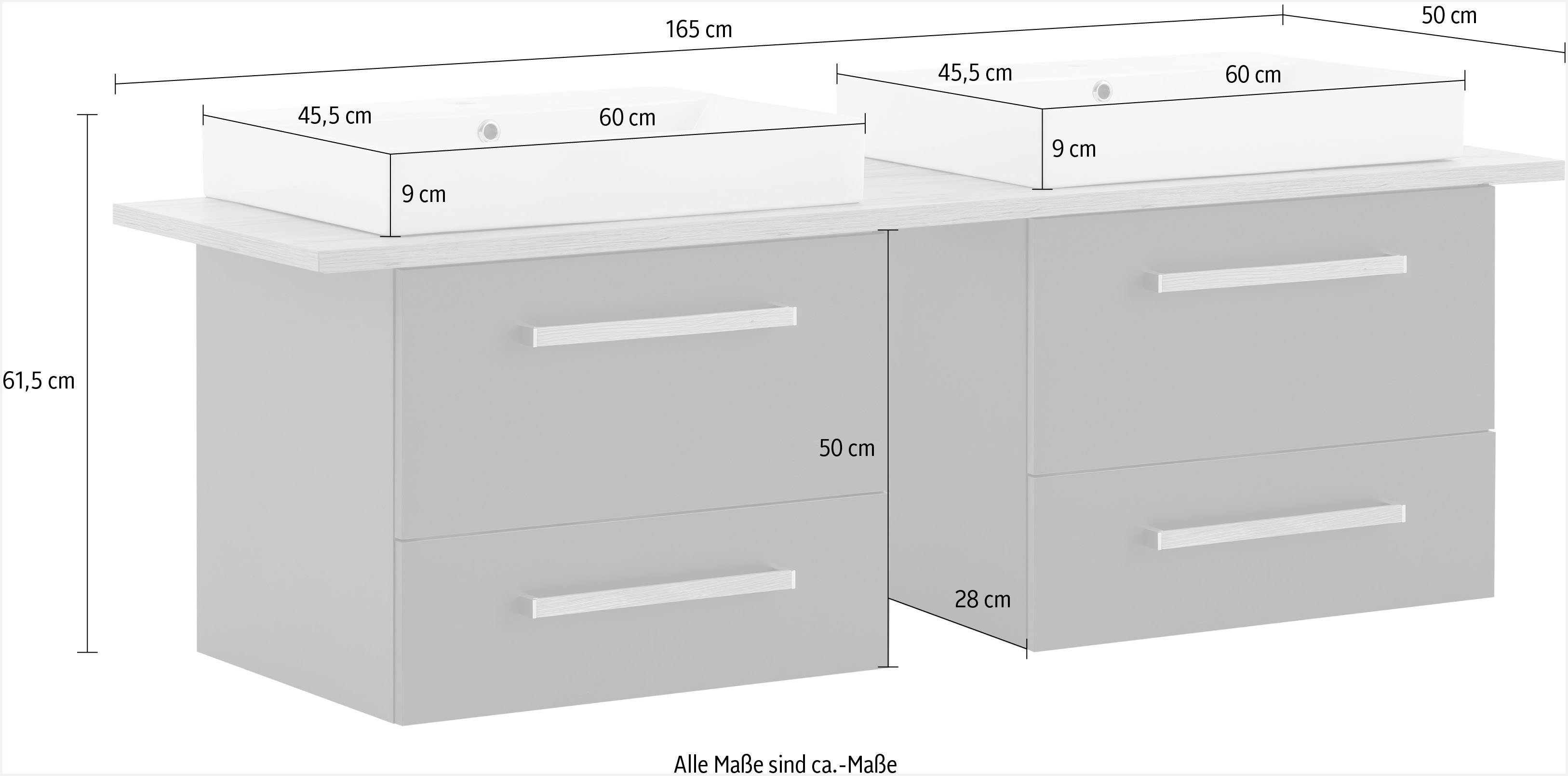 Schildmeyer Wastafelonderkast Duo 165 cm breedte