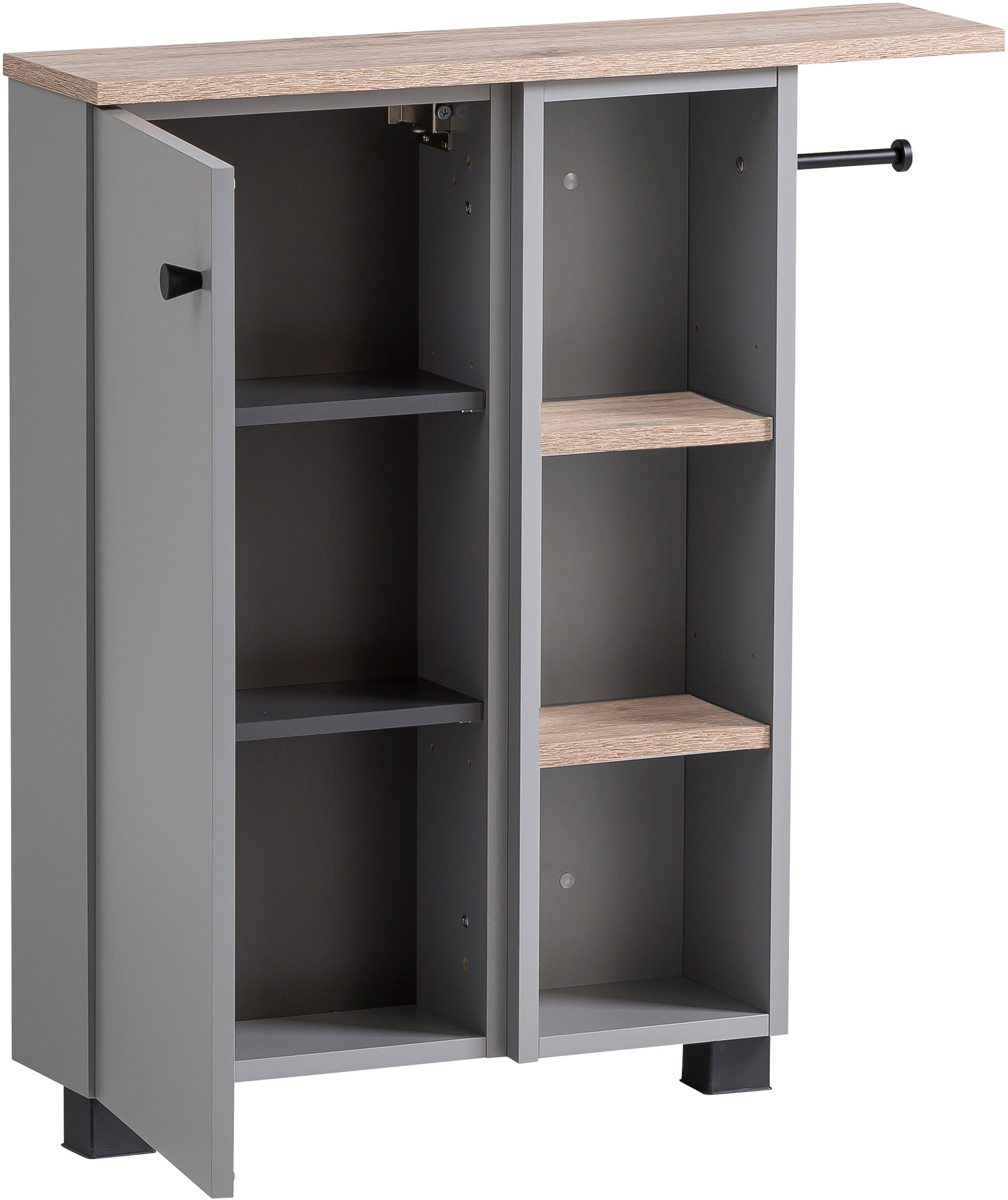 Schildmeyer Multifunctionele kast Balto, breedte 70 cm Houtdecor met voelbare structuur, plank aan beide zijden monteerbaar