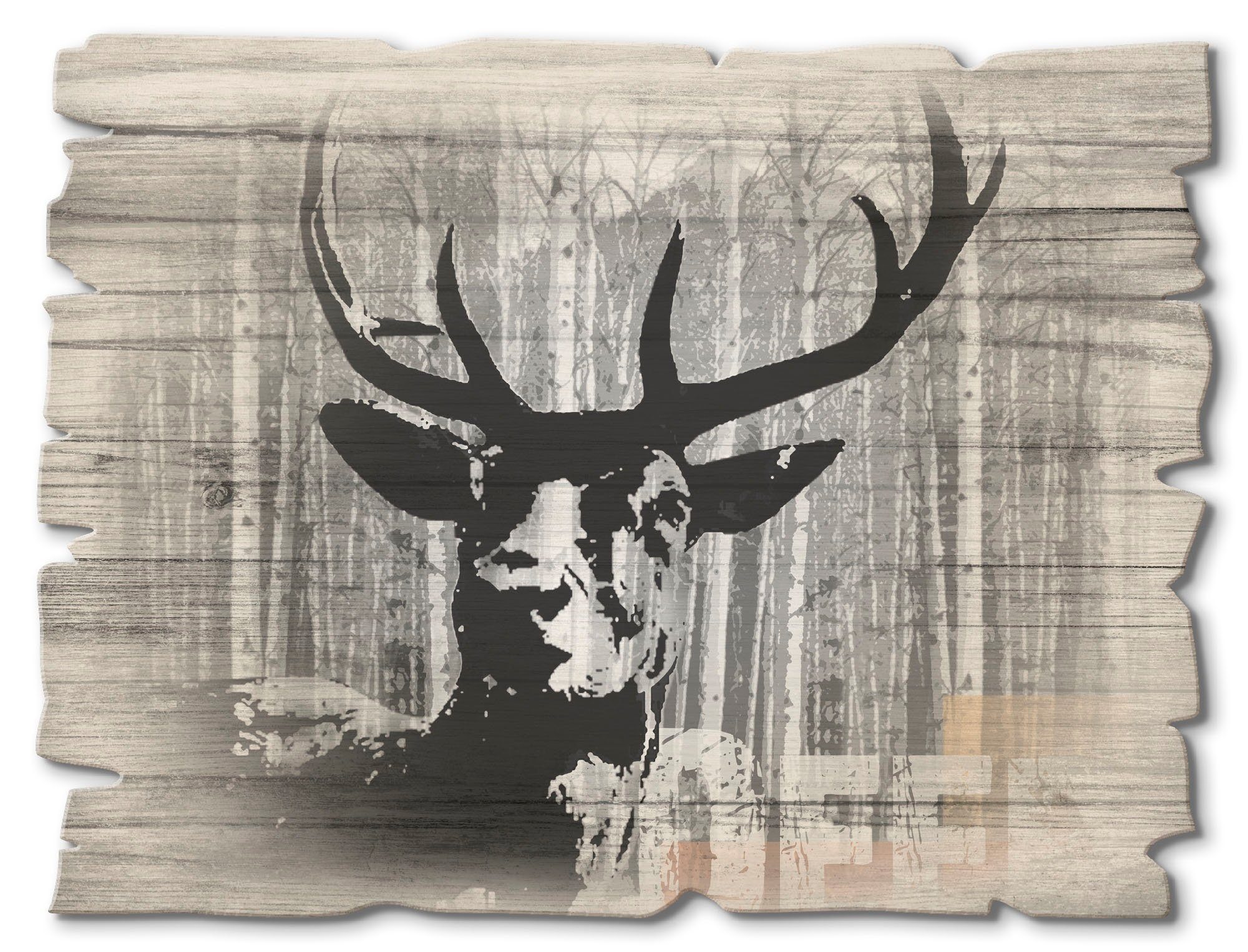 Artland Artprint op hout Edelhert collage (1 stuk)