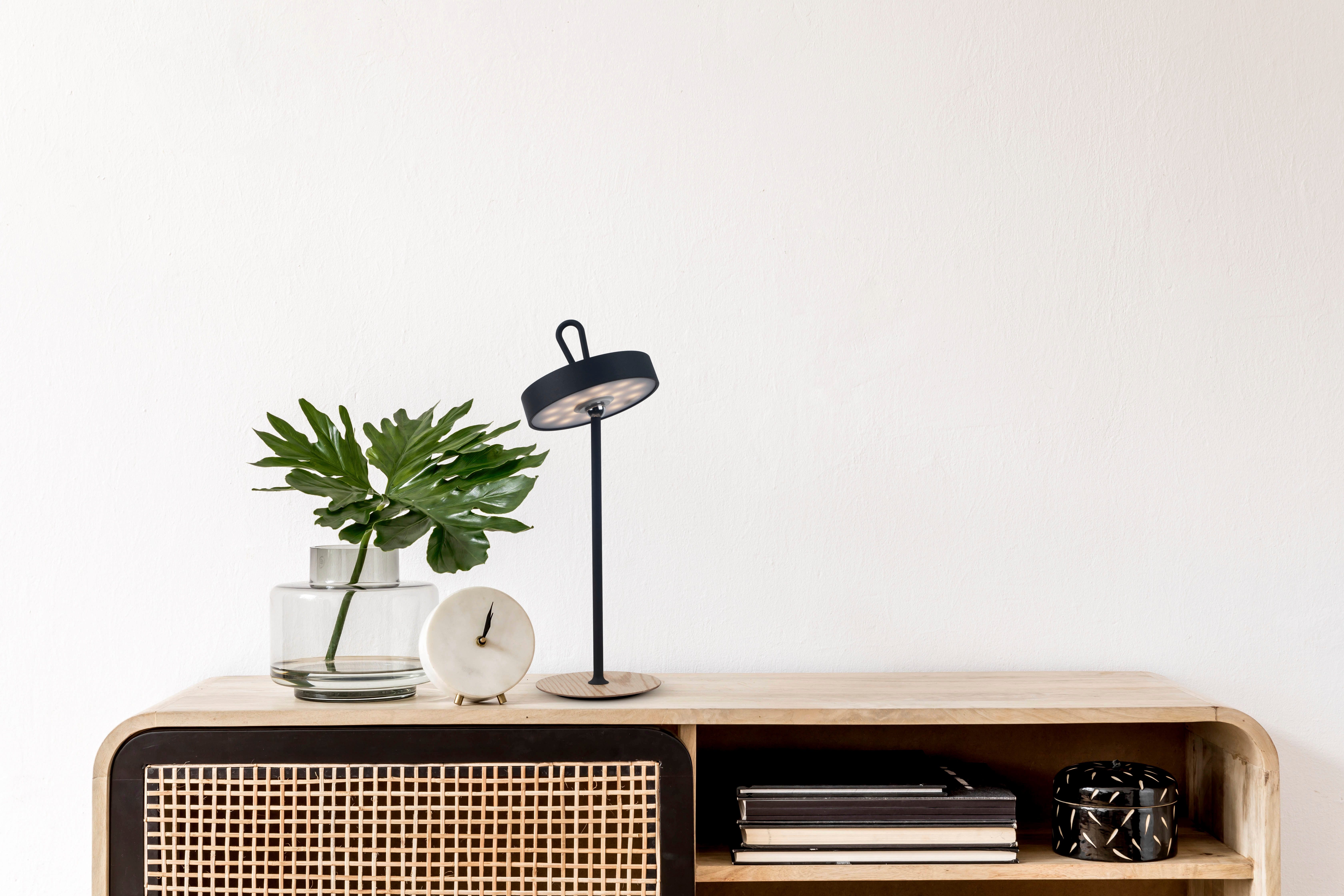 Home affaire Led-tafellamp Charmont met houten voet, afneembare hoofdkant als hanglamp te gebruiken oplaadbaar, incl. accu + usb-kabel, hoofdeinde magnetisch, afneembaar, hout (1 stuk)