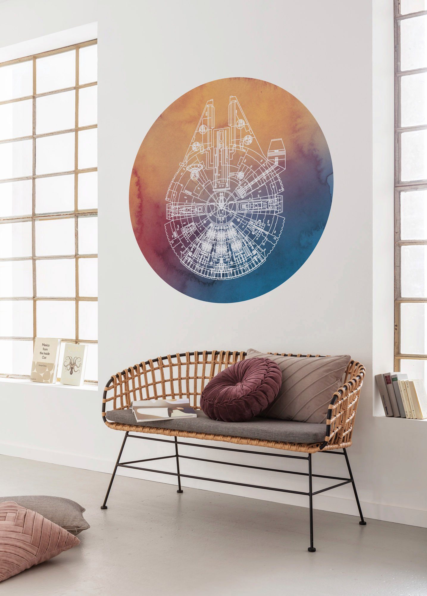 Komar Fotobehang Zelfklevend vlies - Star Wars Millennium Falcon - Afmeting 125 x 125 cm