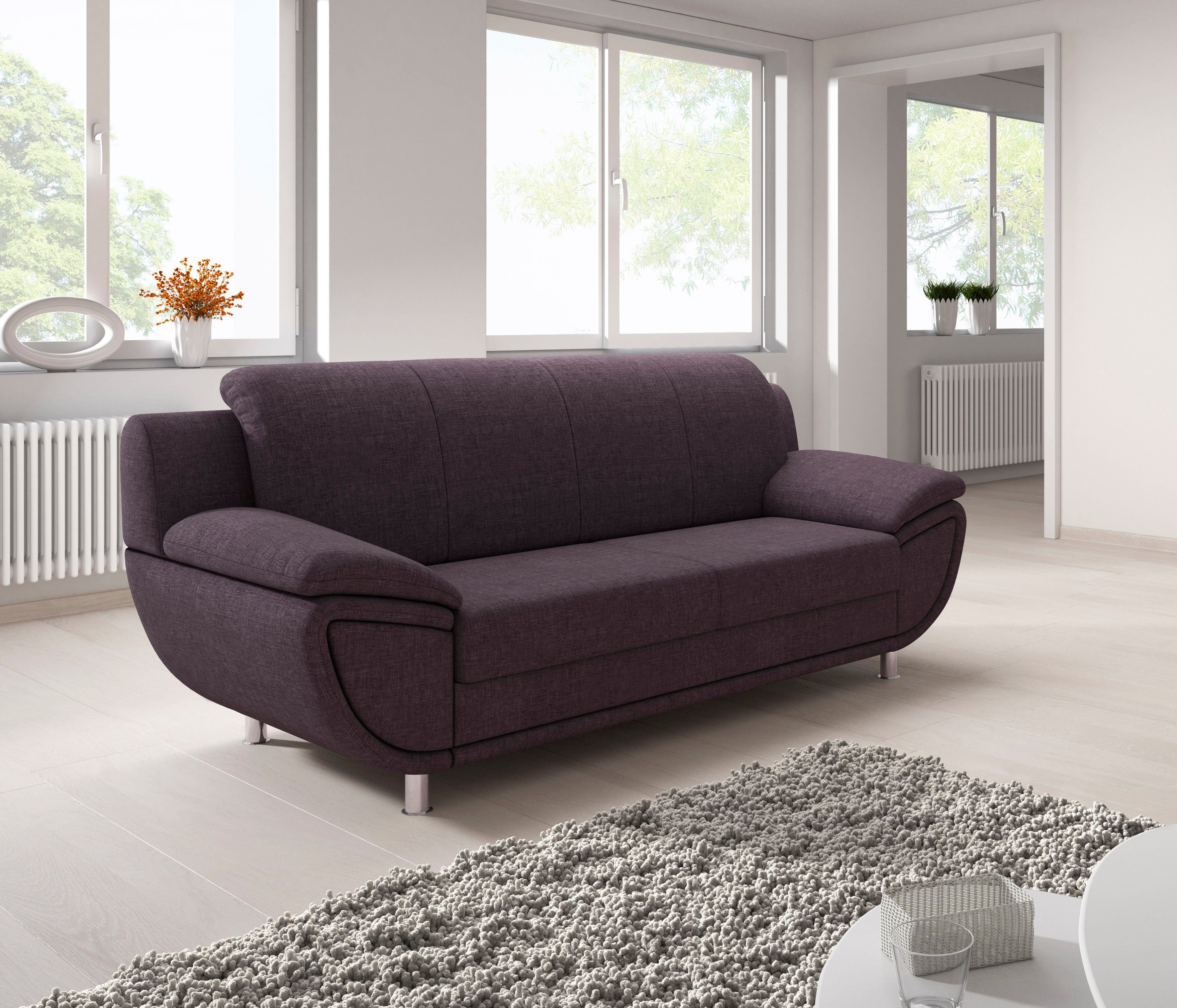 TRENDMANUFAKTUR 3-zitsbank Rondo II tijdloos en comfortabel, naar keuze met comfortabele binnenvering, met extra brede armleuningen