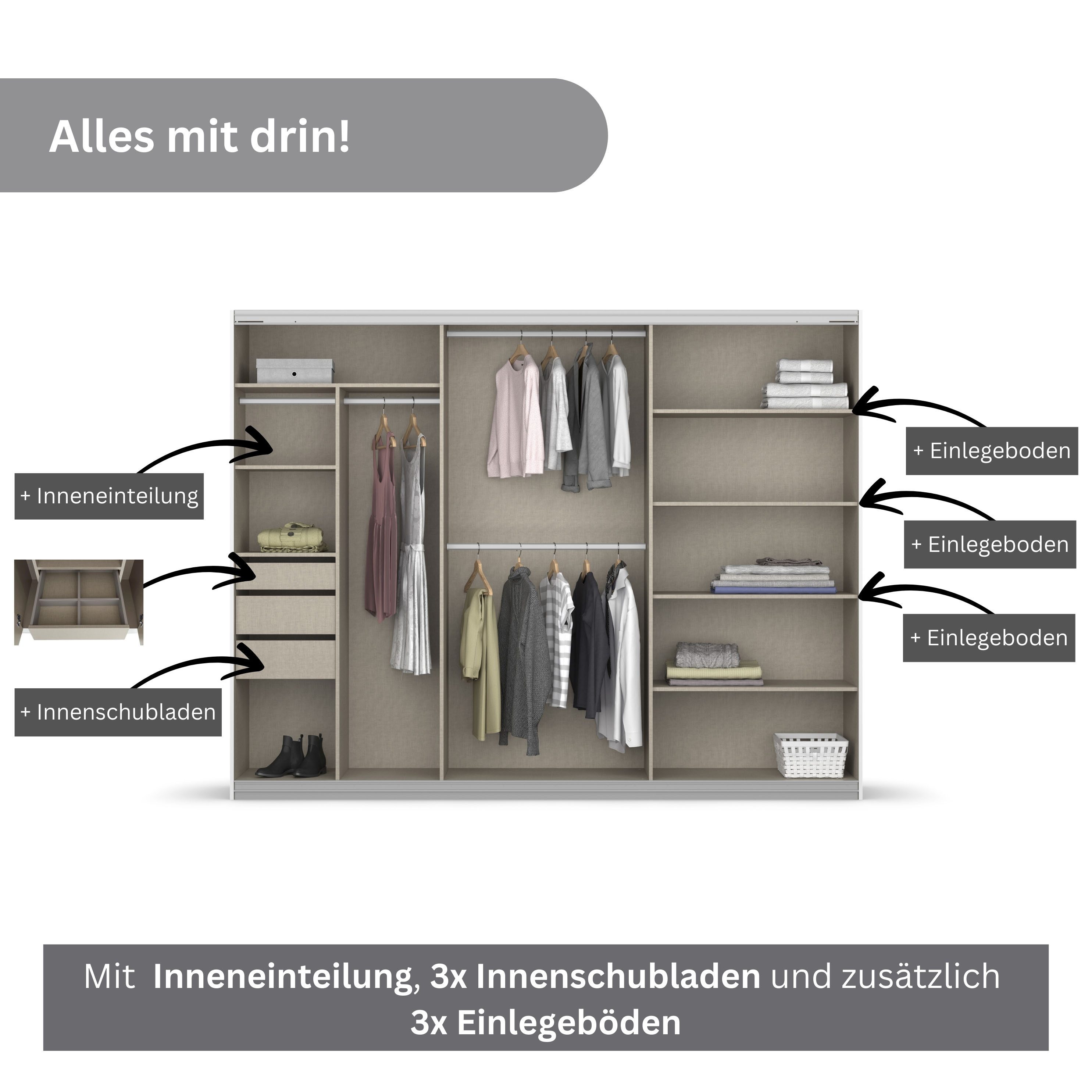 rauch Zweefdeurkast Kledingkast kast garderobe TOPSELLER OTELI incl. binnenindeling