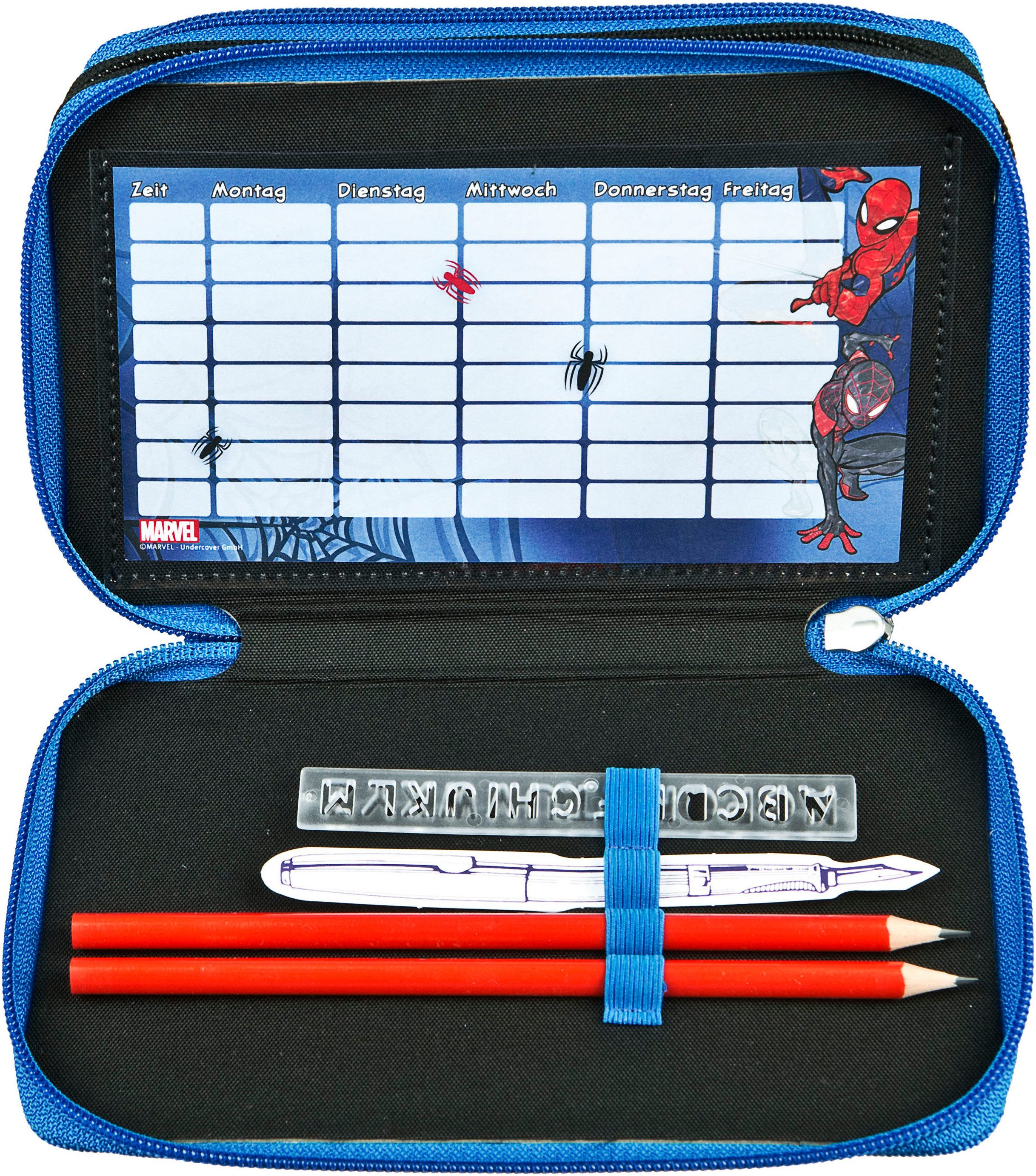 Scooli Etui Tripledecker, Spider-Man gevuld, inclusief geodriehoek