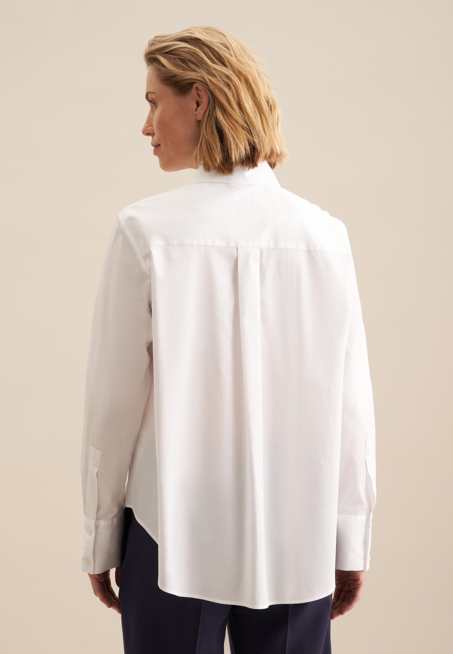 seidensticker Overhemdblouse Zwarte roos Lange mouwen kraag uni