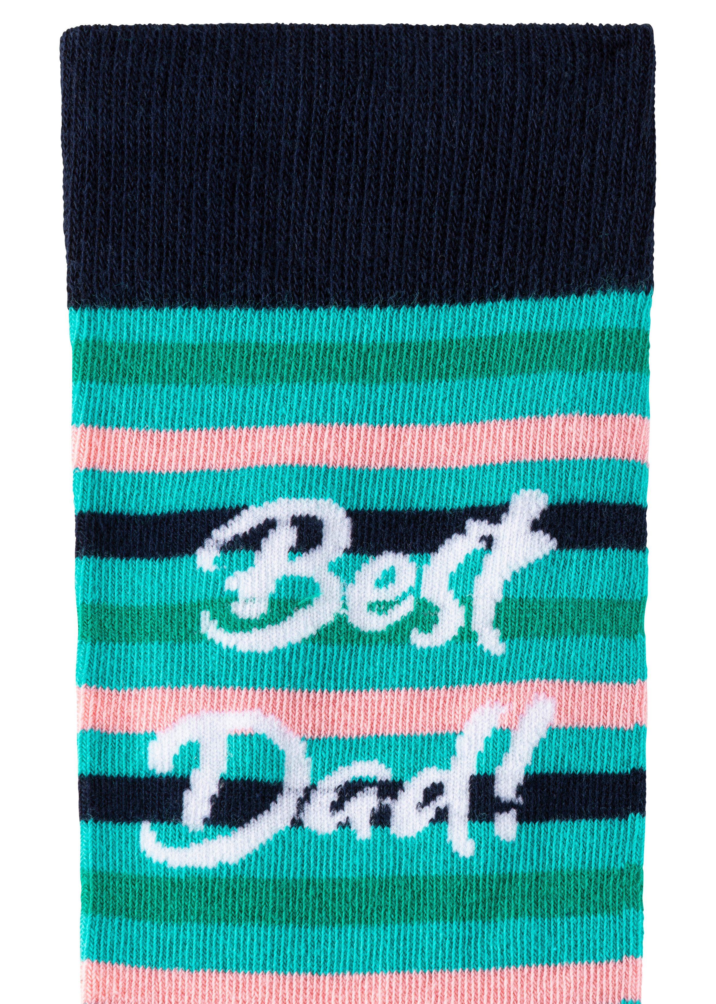 Apollo Sokken Cadeau-doos Super-Papa of Beste Papa verschillende kleuren designs, perfect voor vaderdag of verjaardag (2 paar, Set van 3)