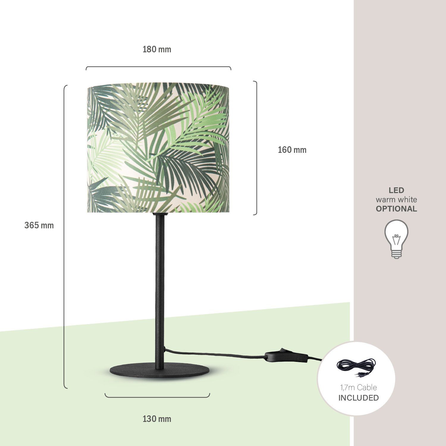Paco Home Tafellamp Oostende 534 Leeslamp nachtlamp kind schrijven lampenkap jungle
