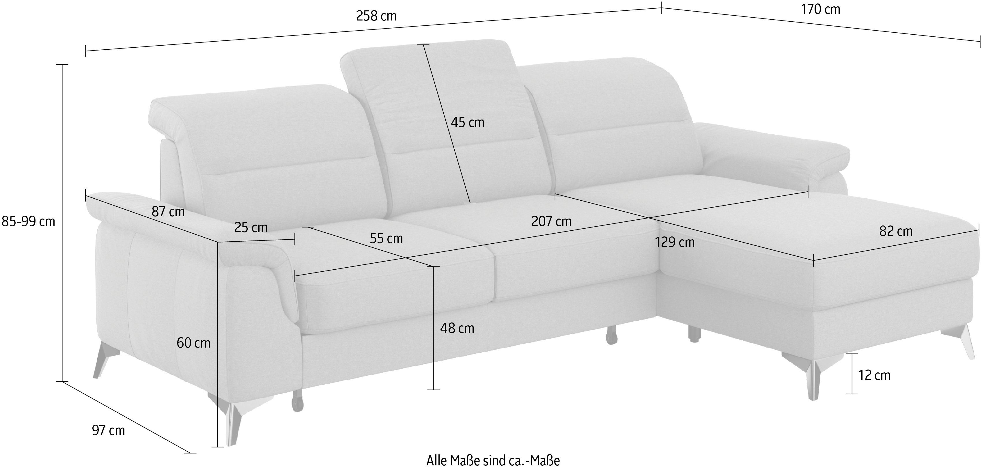 sit&more Hoekbank Sinatra L-vorm met récamier, optioneel met verstelbare hoofdsteun en armleuning